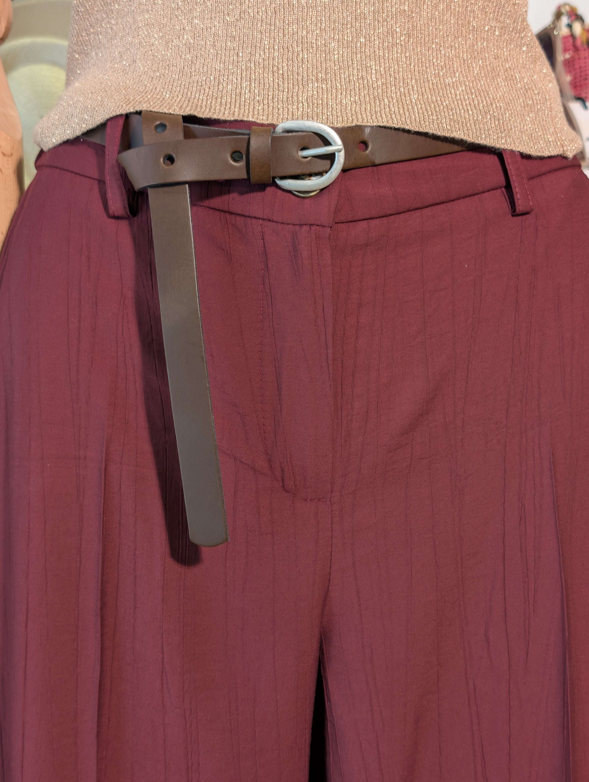 Pantaloni a sigaretta in tessuto crinkle - TENSIONE IN