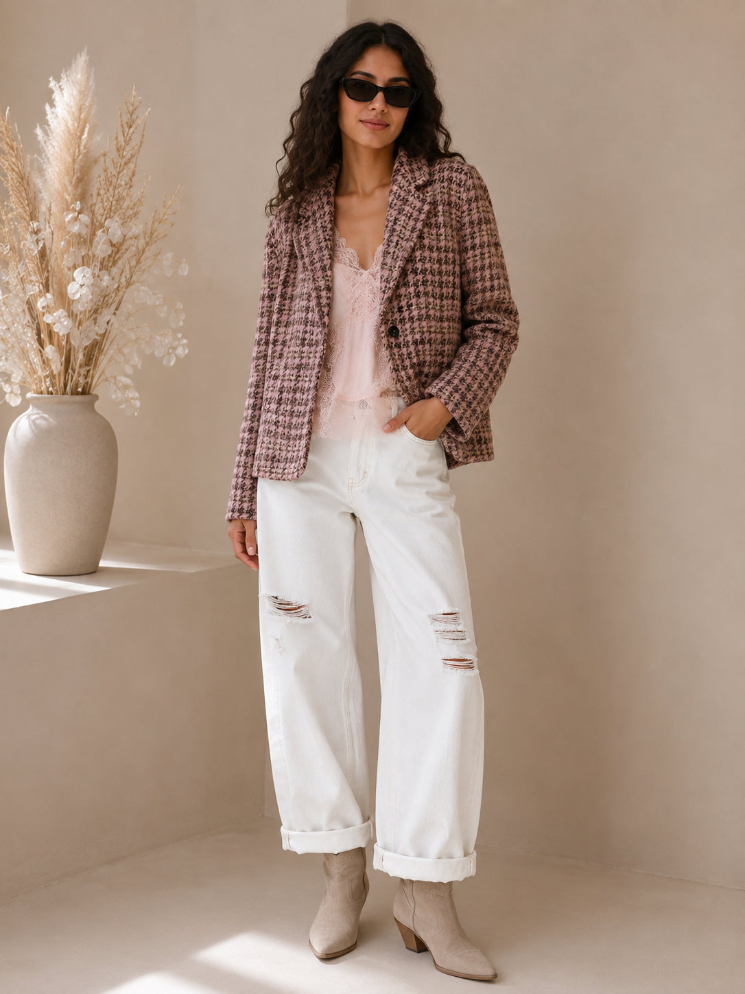 Giacca in pied de poule multicolor con filo lurex - VICOLO