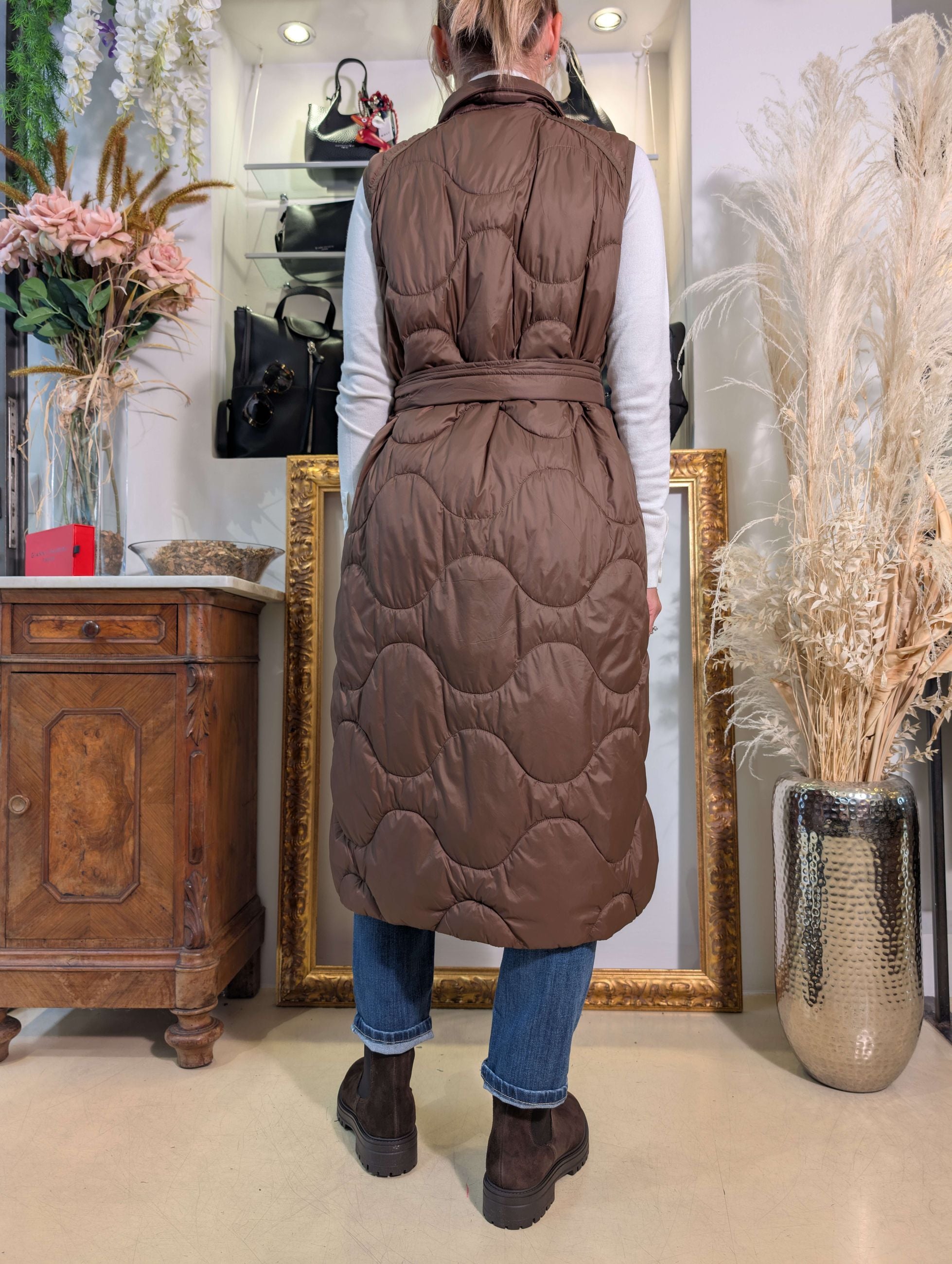 Gilet trapuntato lungo - PLEASE