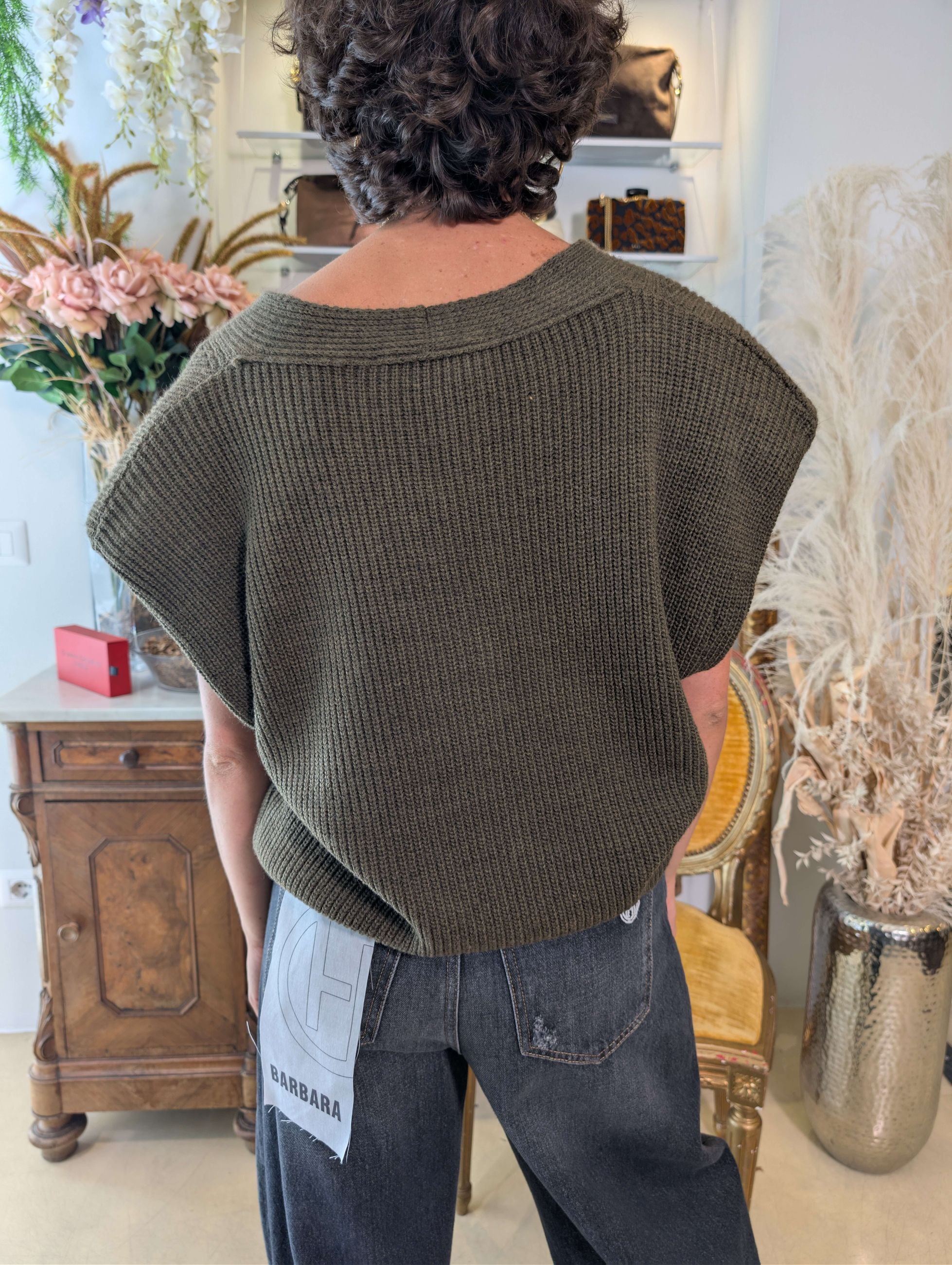 Gilet in Punto Pannocchia con Spalle Imbottite - HAVE ONE
