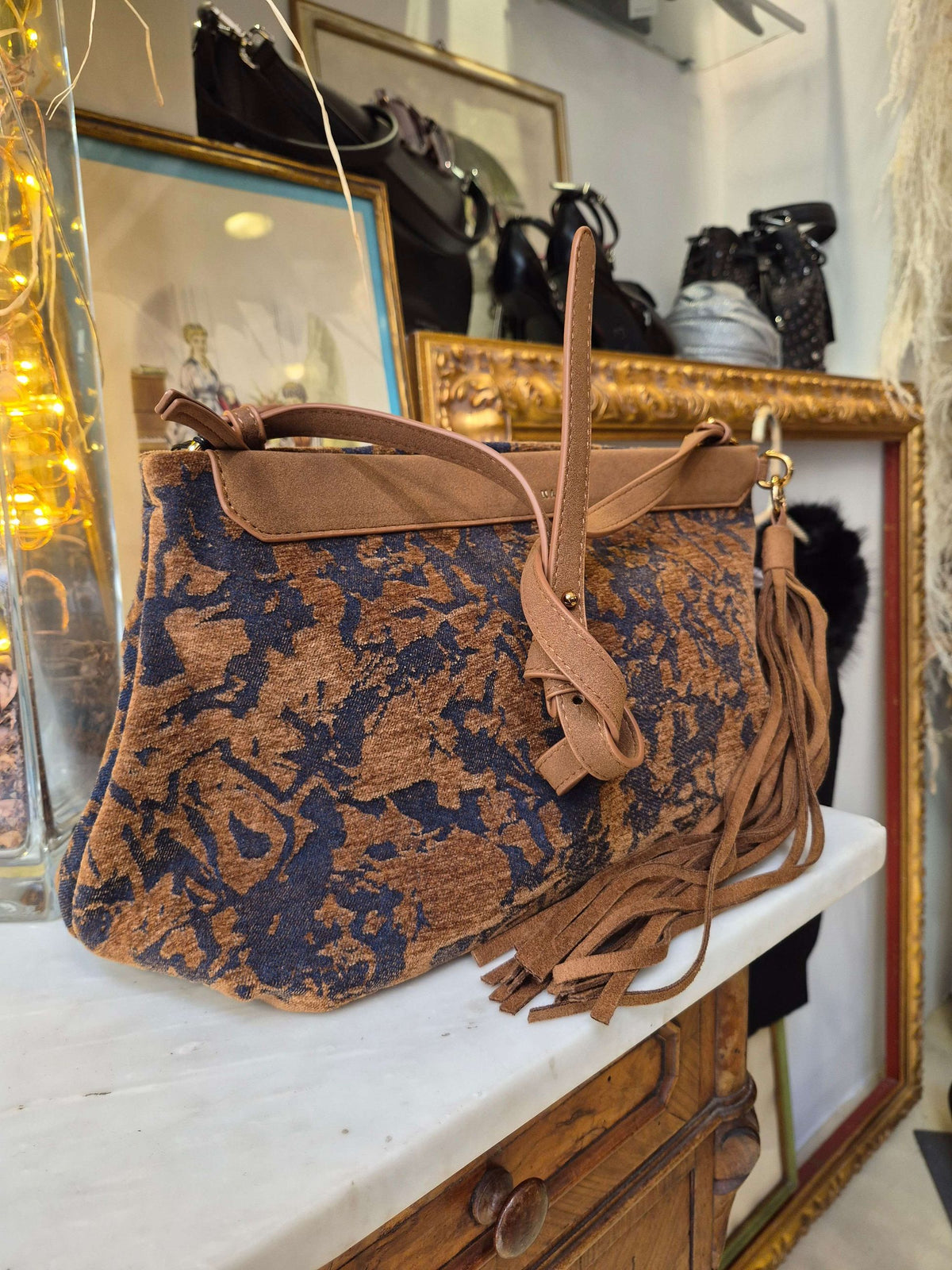 BORSA AMBER A SPALLA FANTASIA MARRONE - NALI'