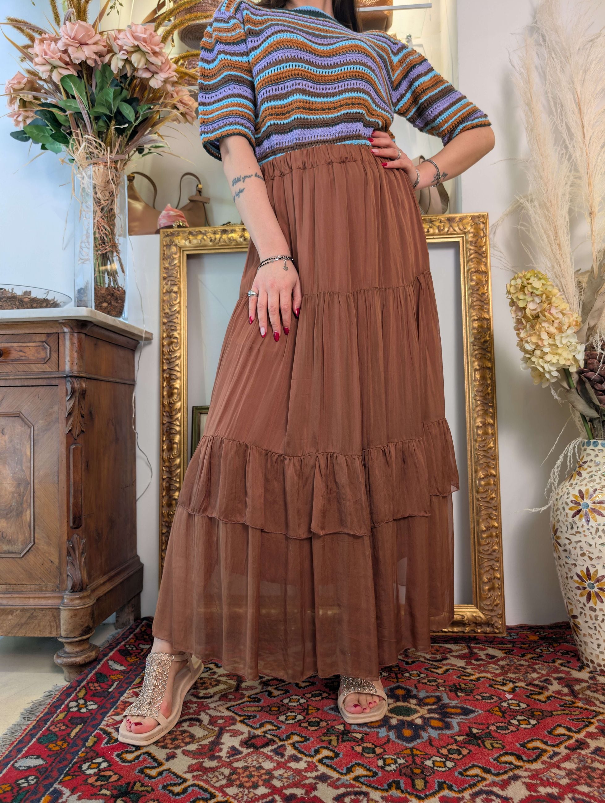 Gonna lunga in seta tinta in capo - DIXIE