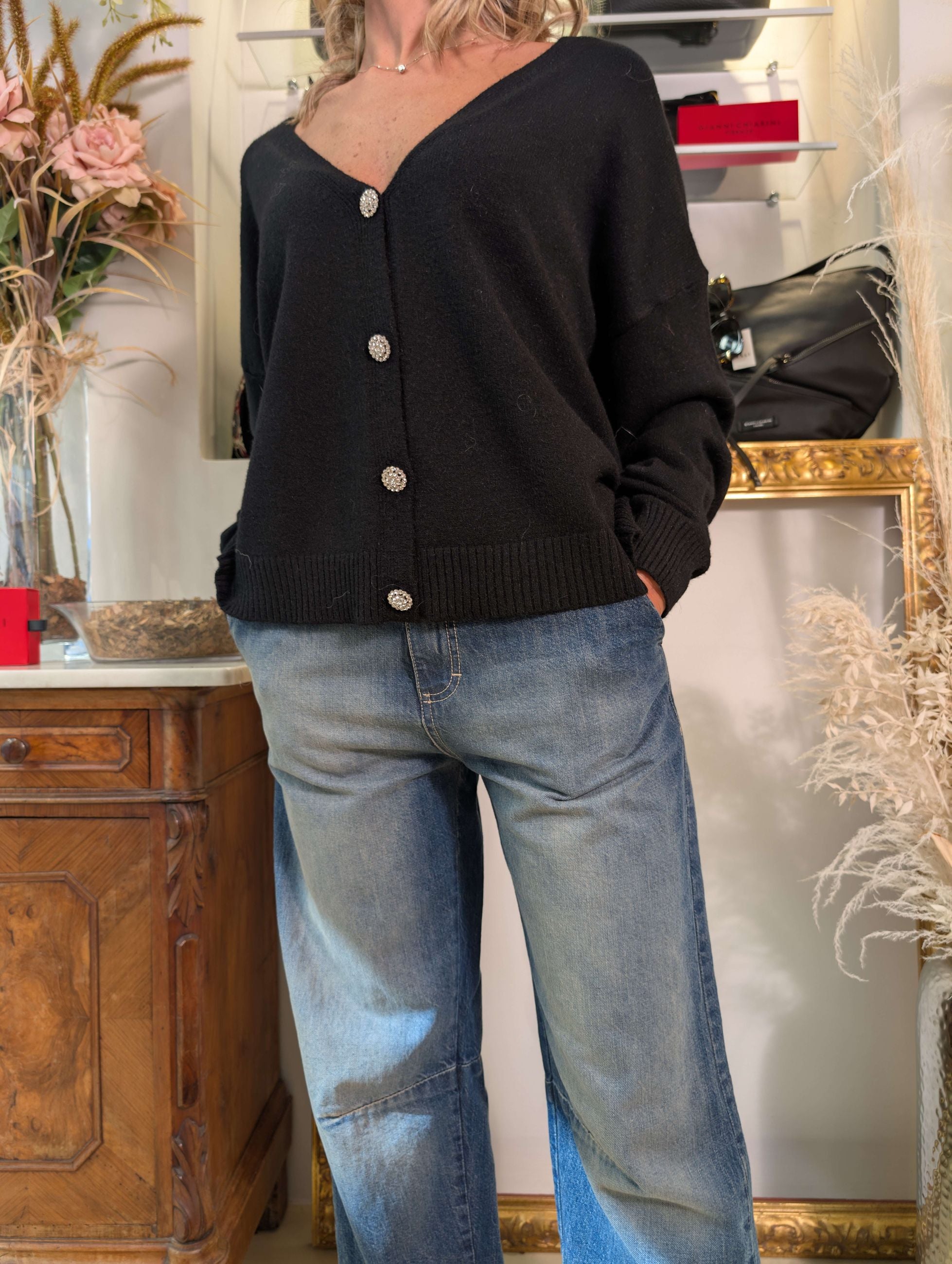 Cardigan con bottoni gioiello - SHE_FLORENCE_LAB