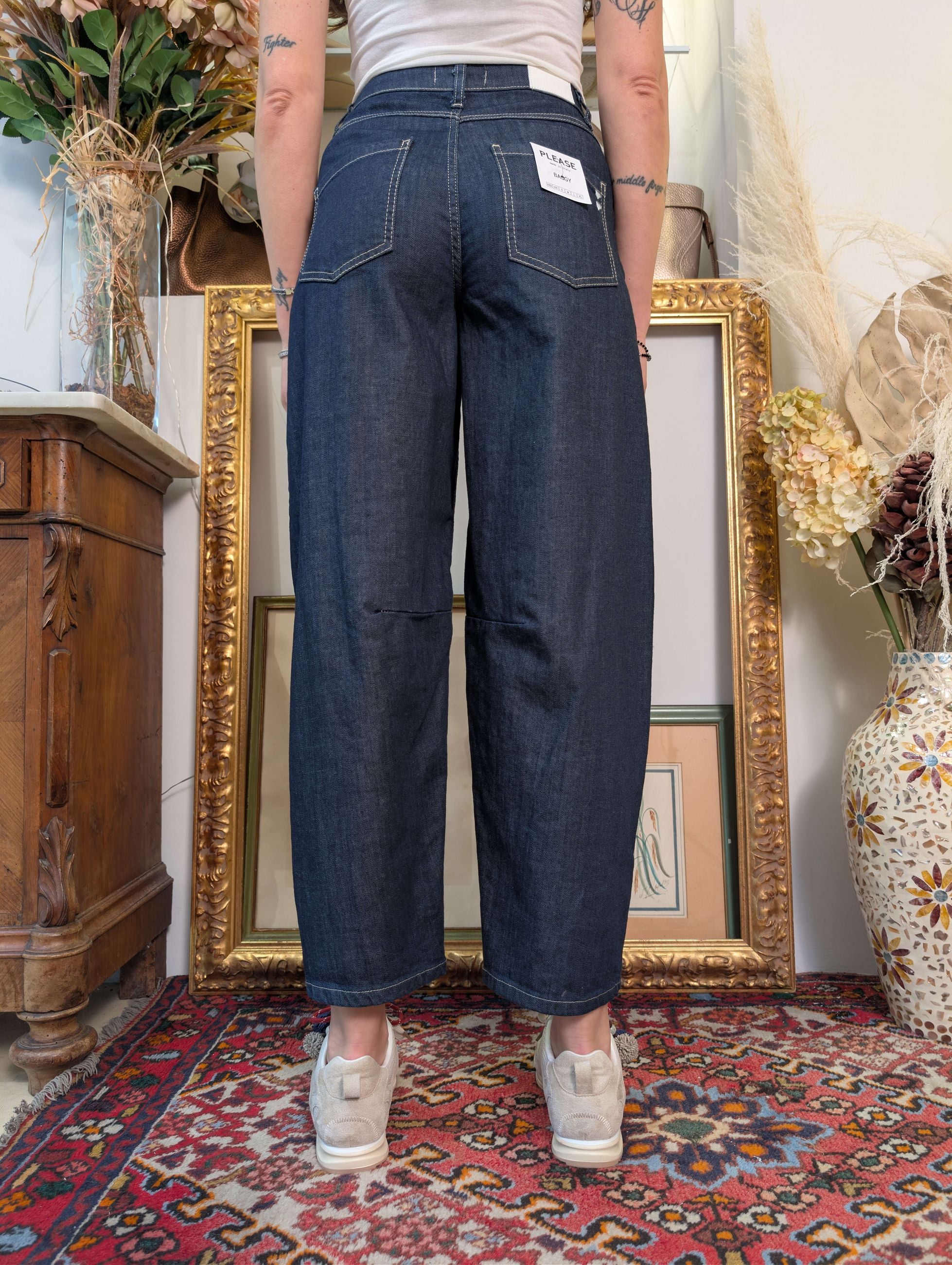 Panta baggy in denim blu - PLEASE