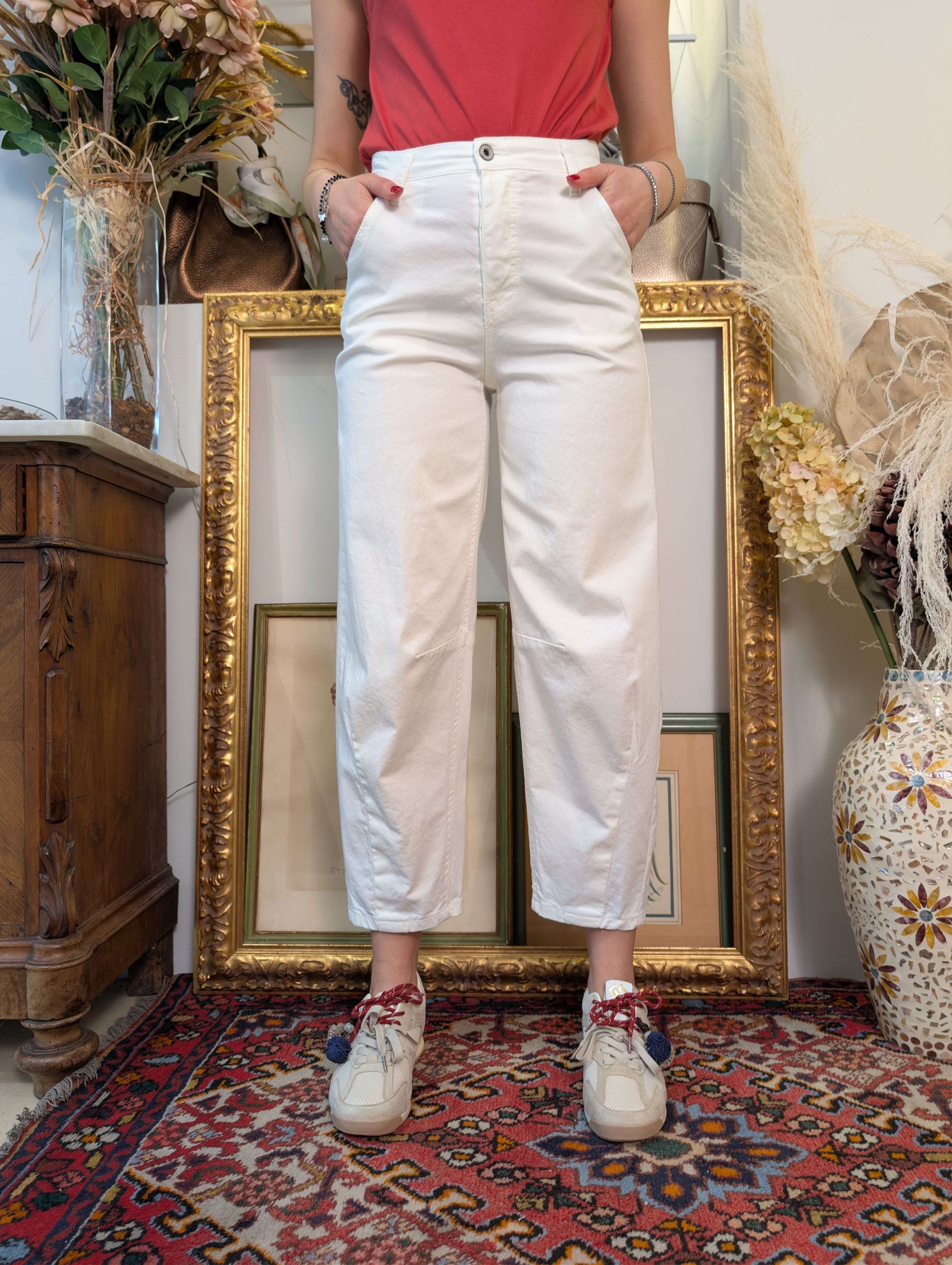 Panta baggy in gabardina di cotone - PLEASE