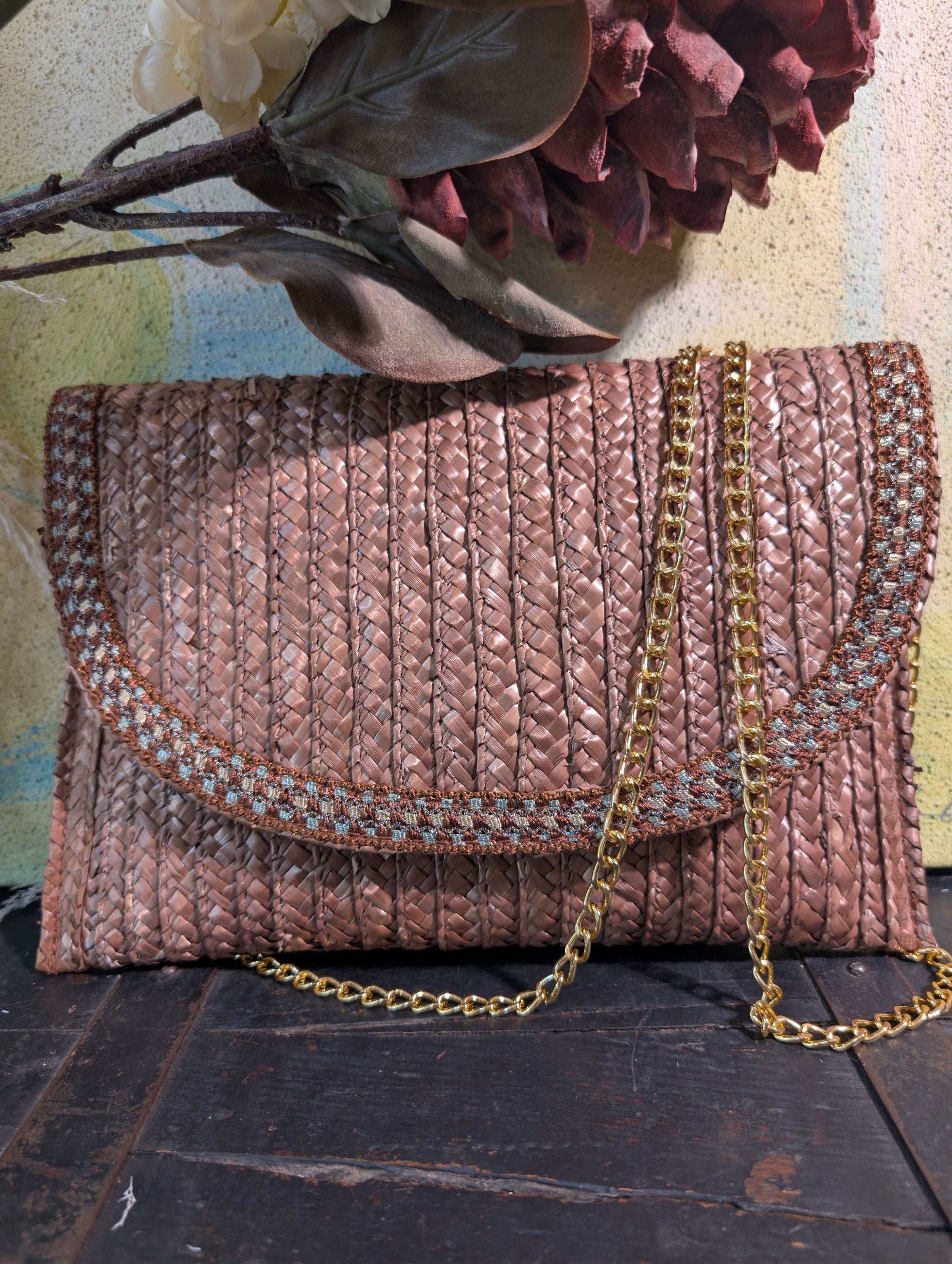 POCHETTE SAMI 26 IN PAGLIA MARRONE - NALI'