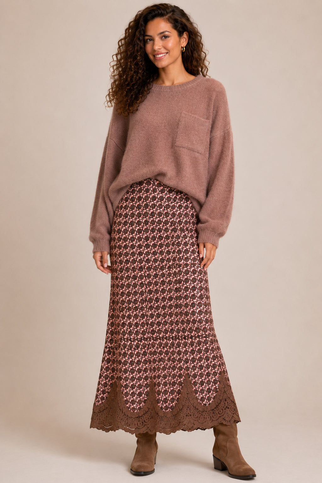 Maglia over con fiocco fantasia e tasca frontale - DIXIE