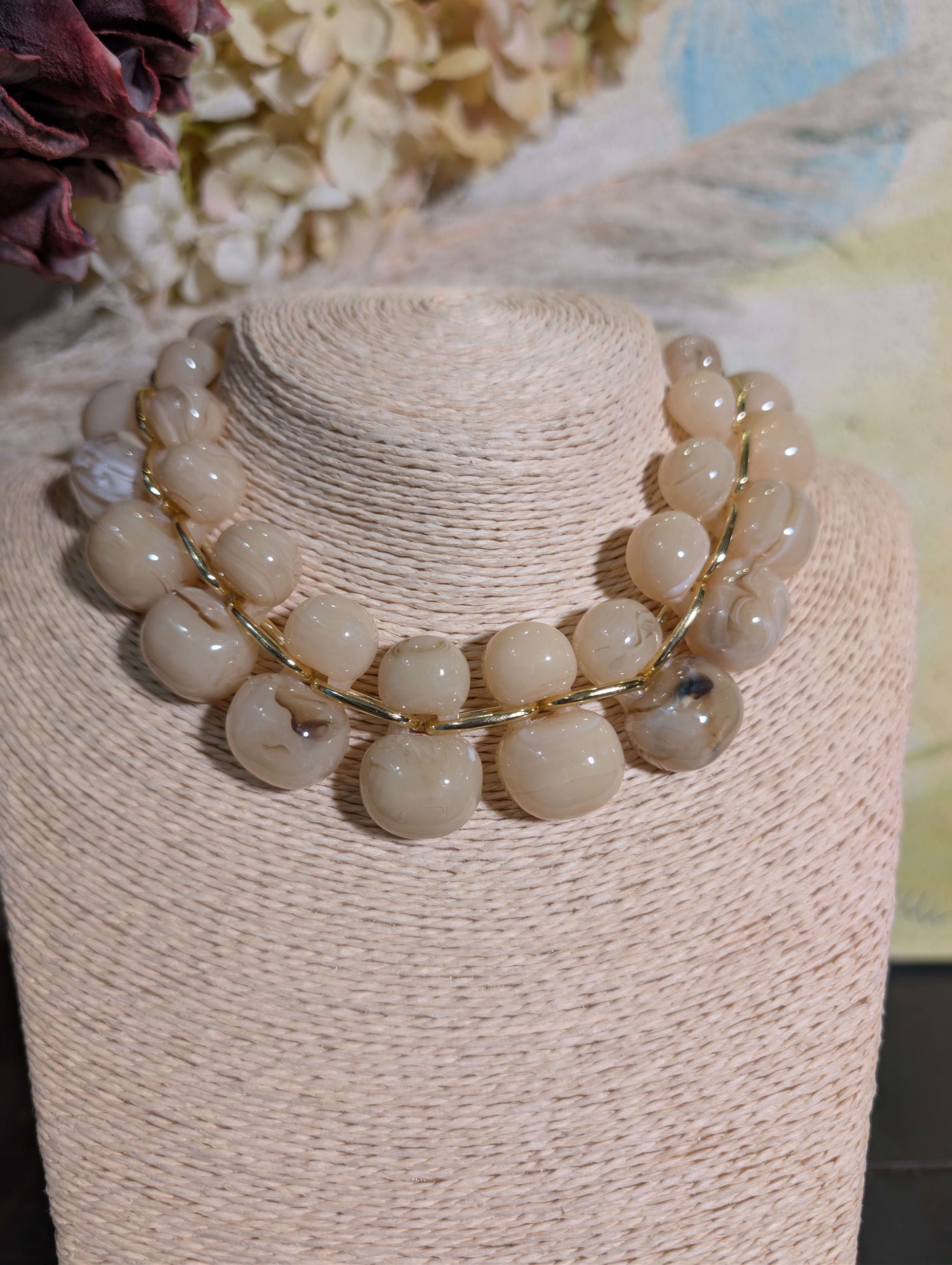 COLLANA GRAPE IN RESINA BEIGE - NALI'