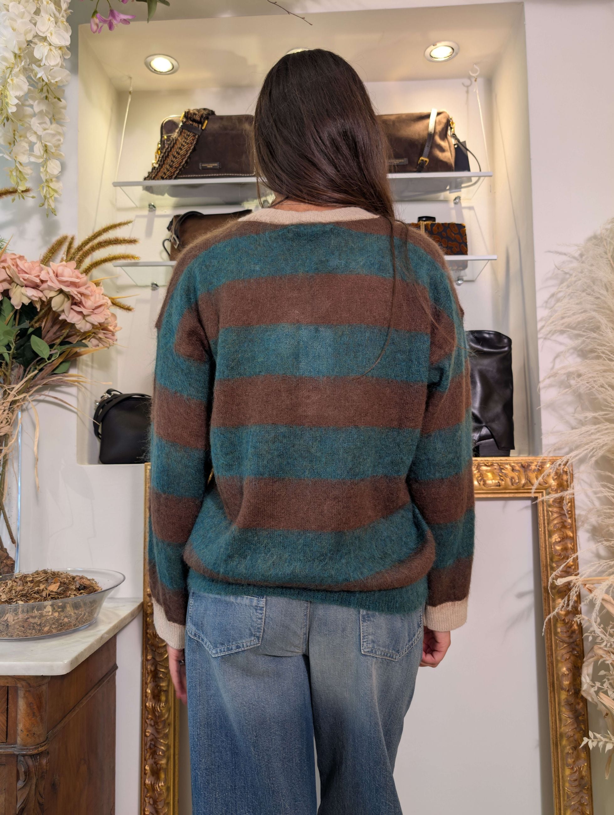 Maglia in soffice mohair rigato - .SOLO TRE
