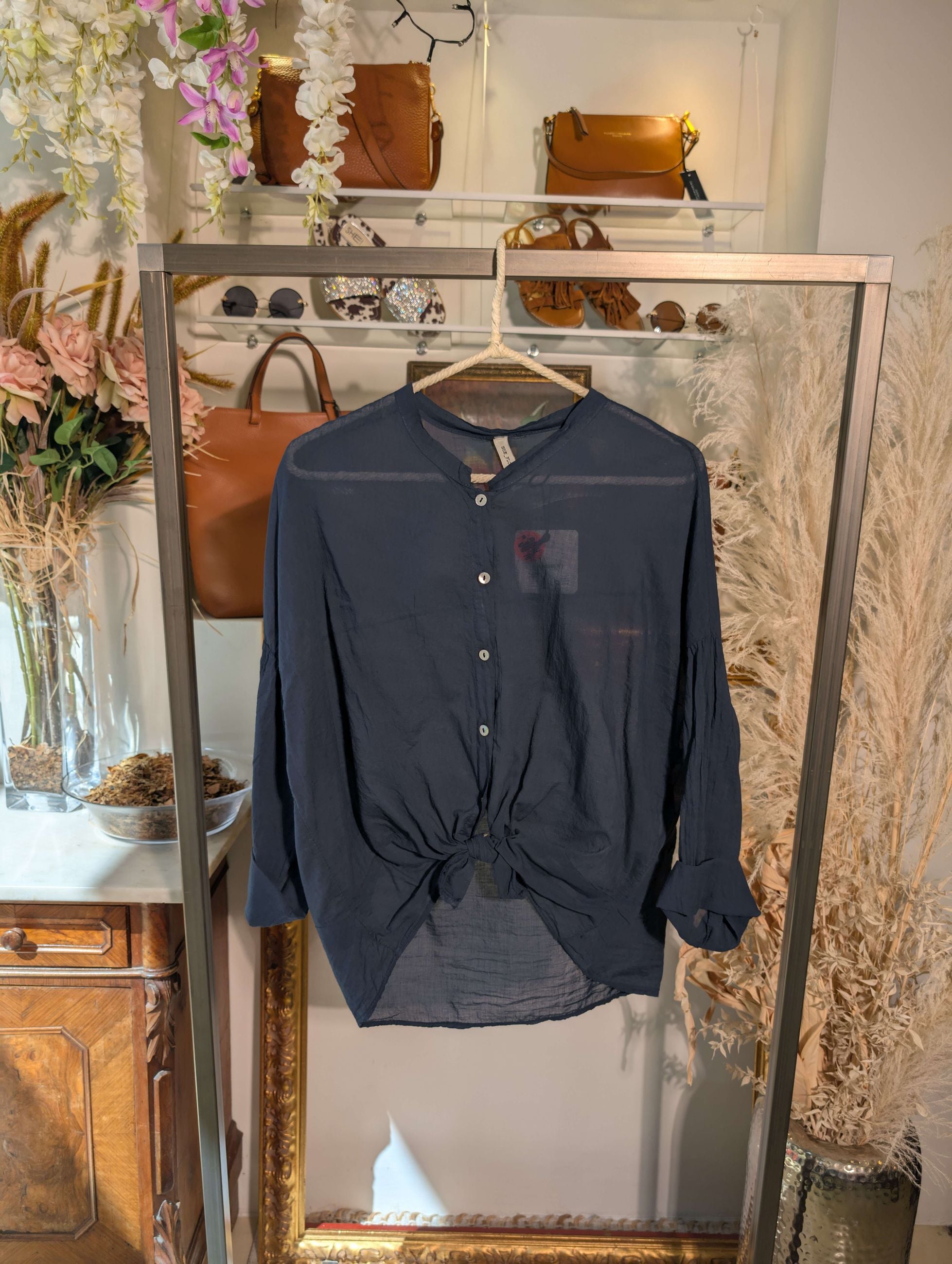Camicia coreana in voile di cotone. - SHE_FLORENCE_LAB