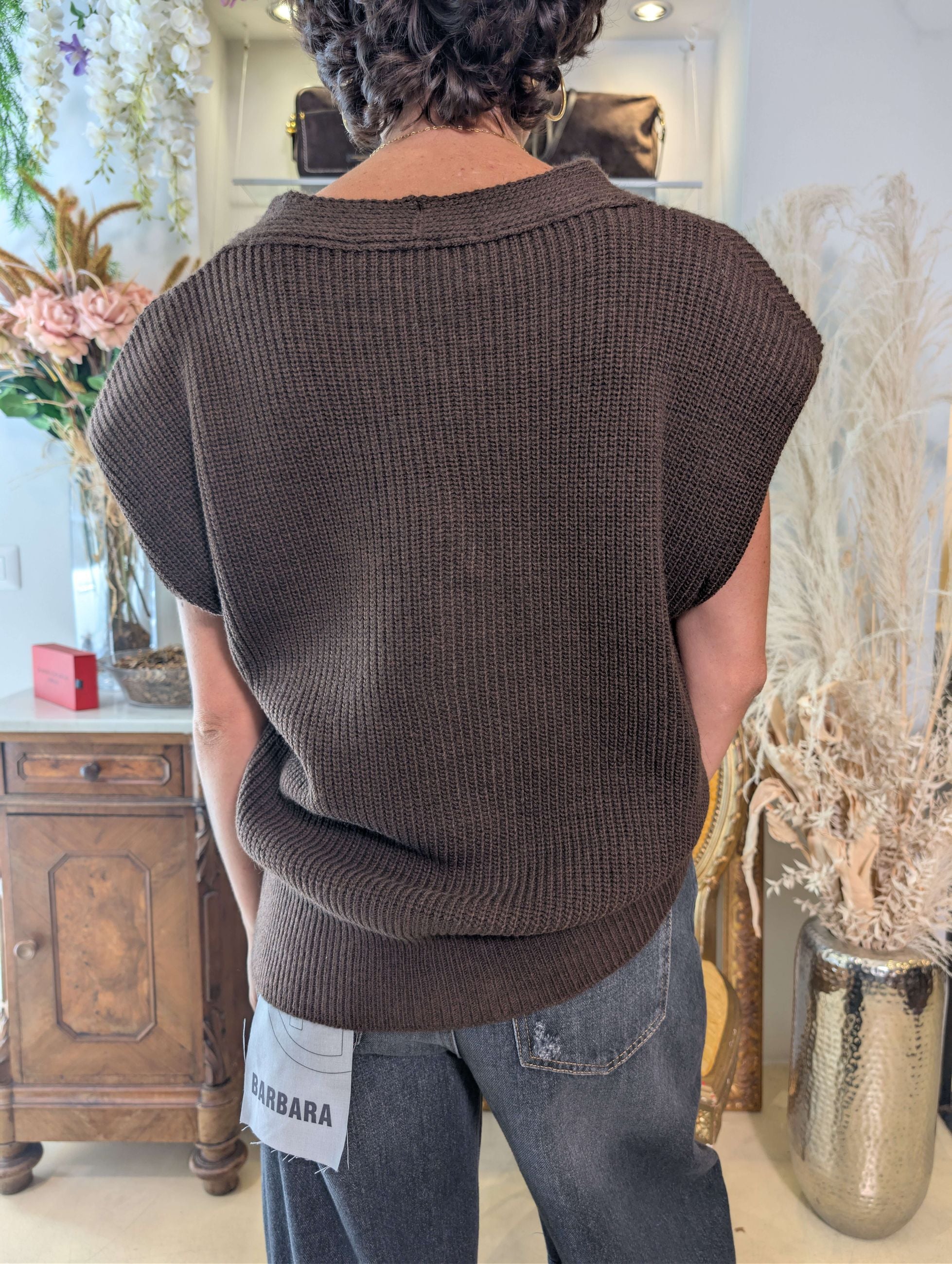 Gilet in Punto Pannocchia con Spalle Imbottite - HAVE ONE
