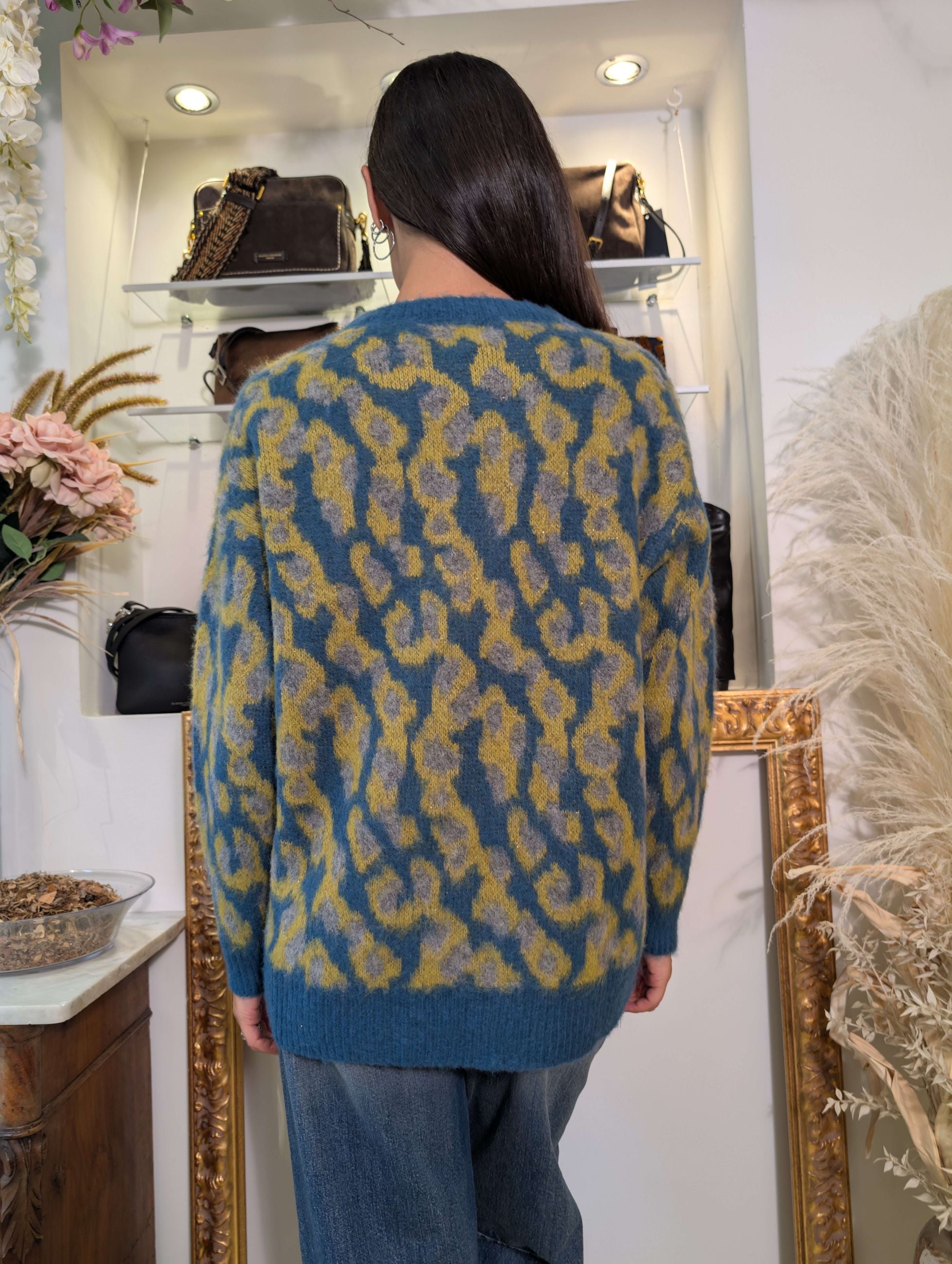 Maglione Jacquard Oversize con Macula Stilizzata Multicolor - HAVE ONE