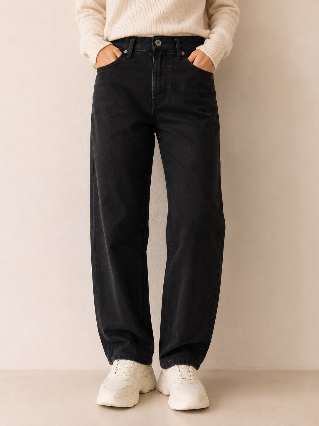 Panta straight fit in gabardina elasticizzata - PLEASE