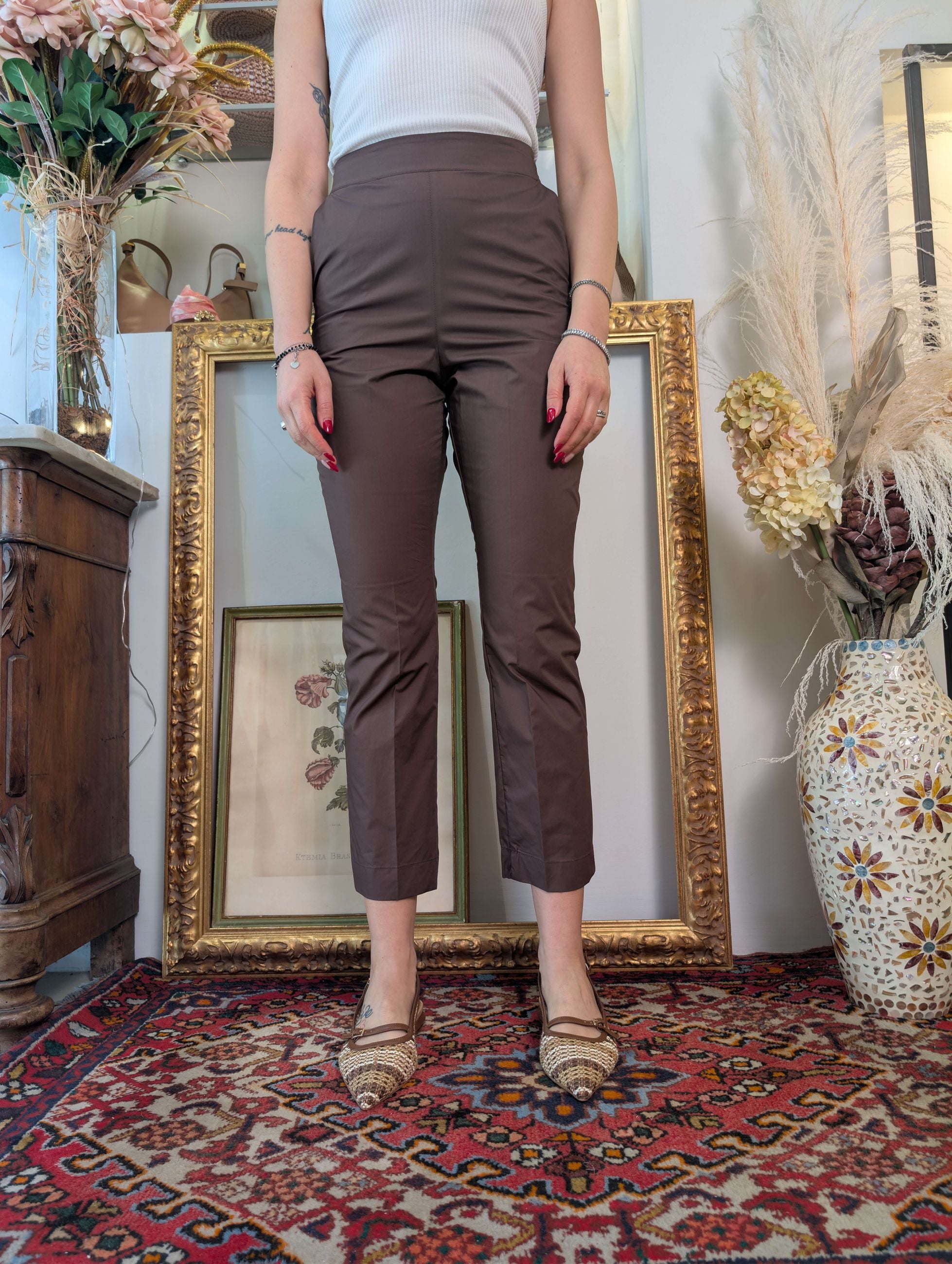 Pantalone a sigaretta in tela di cotone Le Sarte del Sole. - LE SARTE DEL SOLE