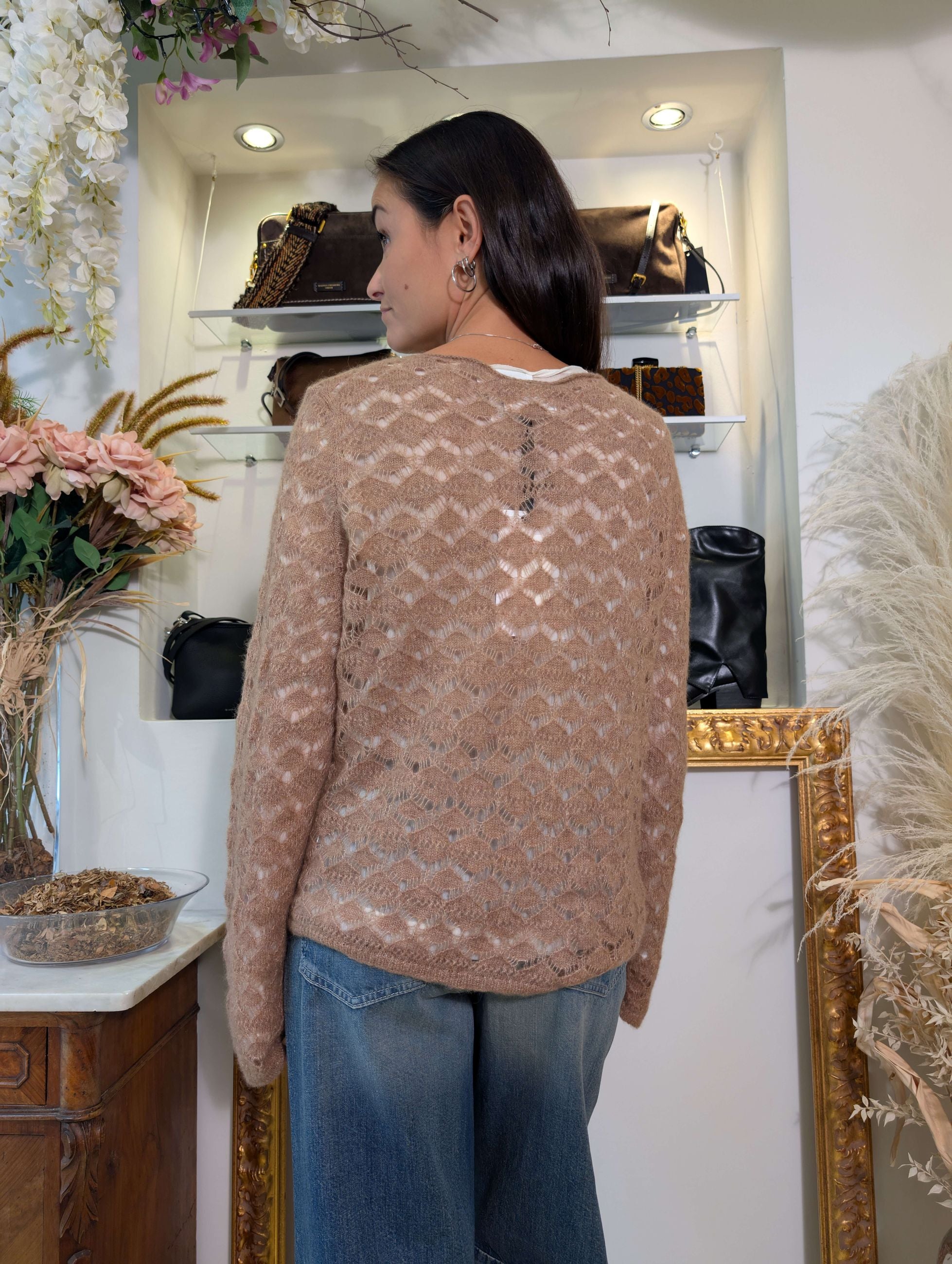 Maglia in alpaca effetto pizzo - .SOLO TRE