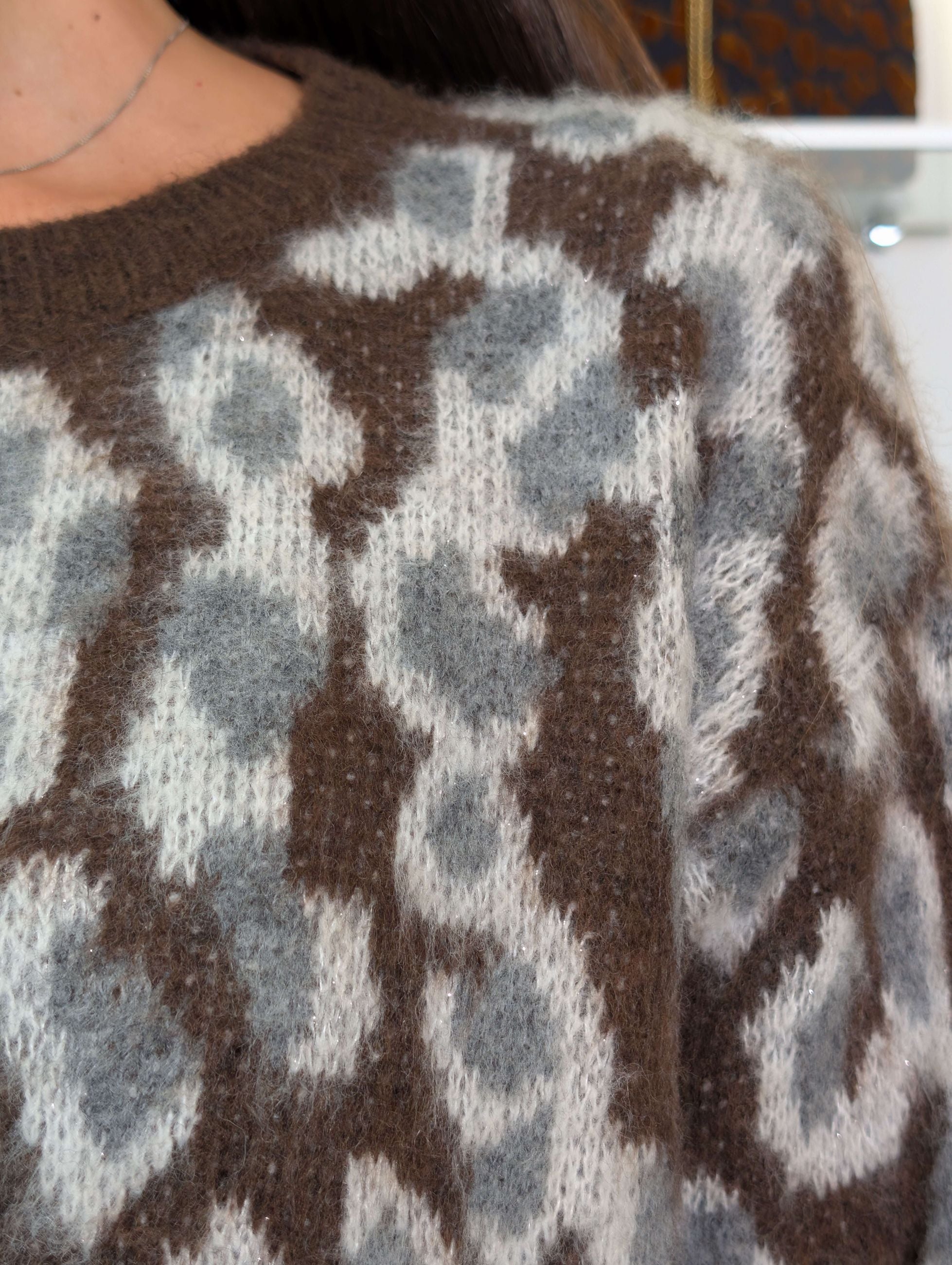 Maglione Jacquard Oversize con Macula Stilizzata Multicolor - HAVE ONE