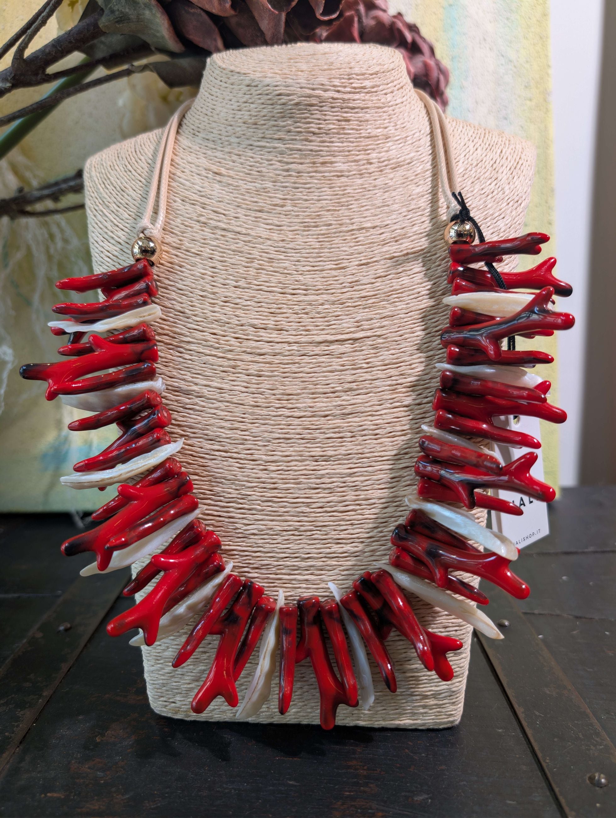 COLLANA LUNGA CON CORALLI MIX ROSSO - NALI'