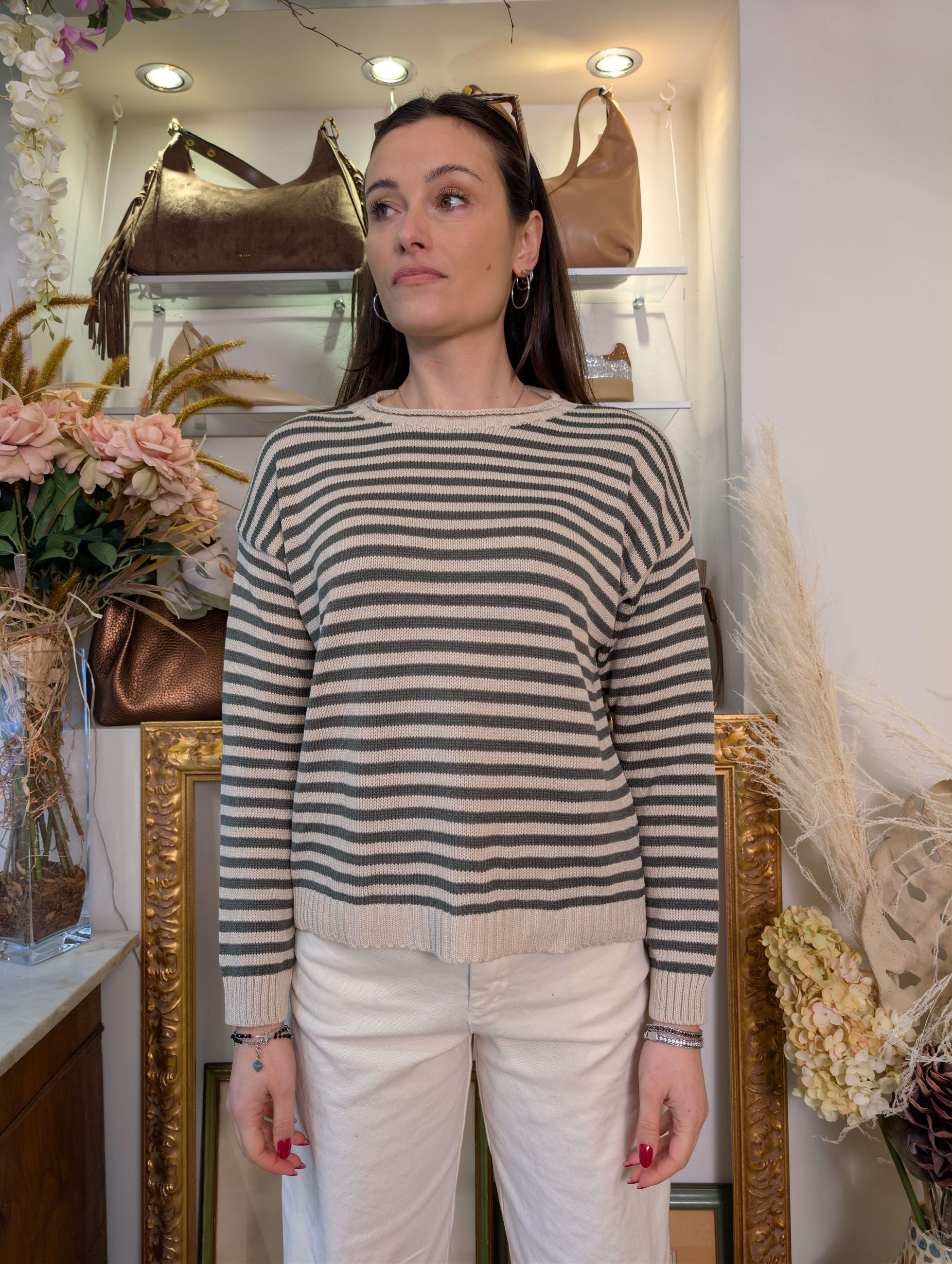 Maglia french stripes collo cratere - TENSIONE IN