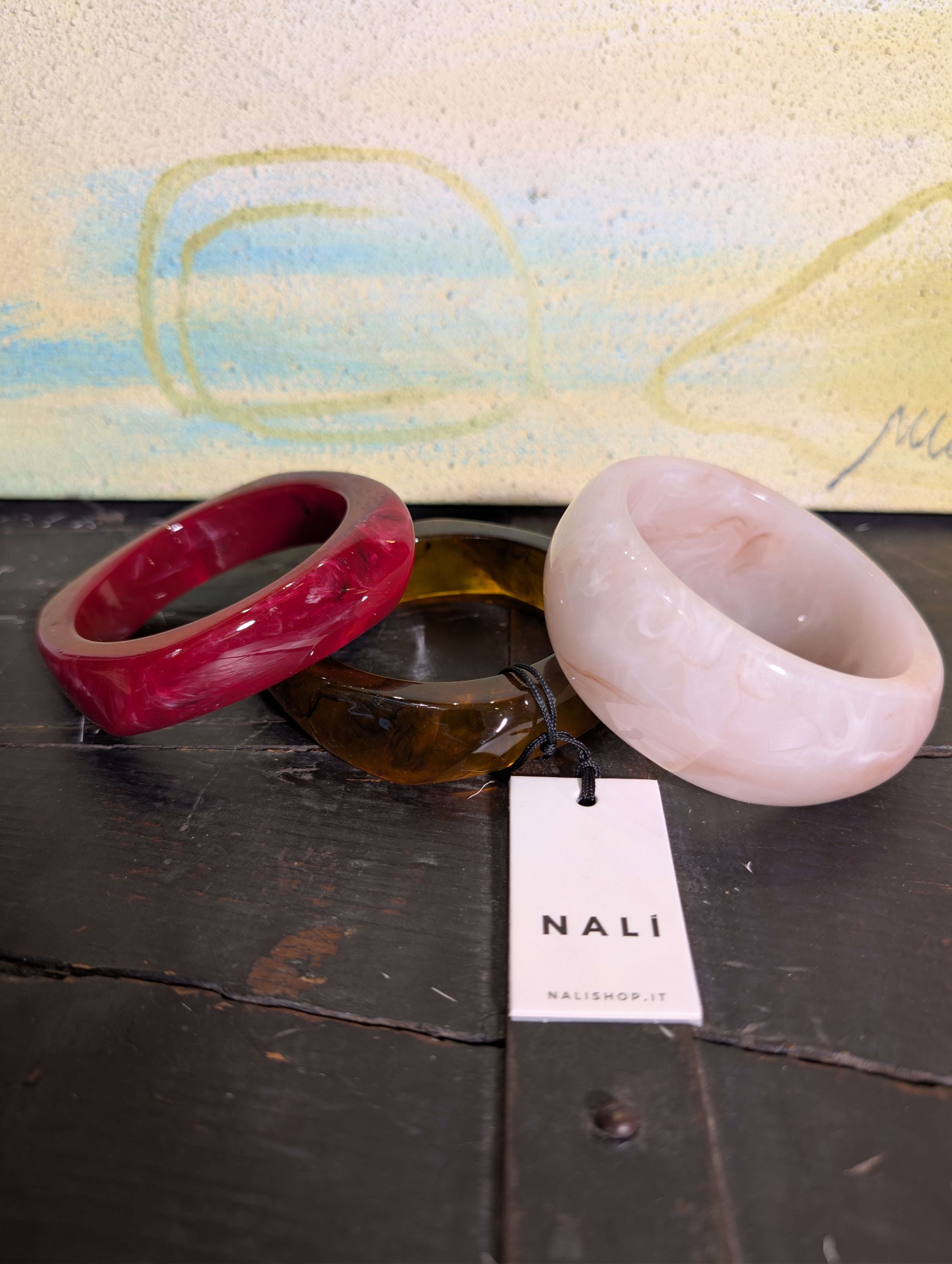 SET BRACCIALI IN RESINA ROSA/BEIGE/MAGENTA - NALI'