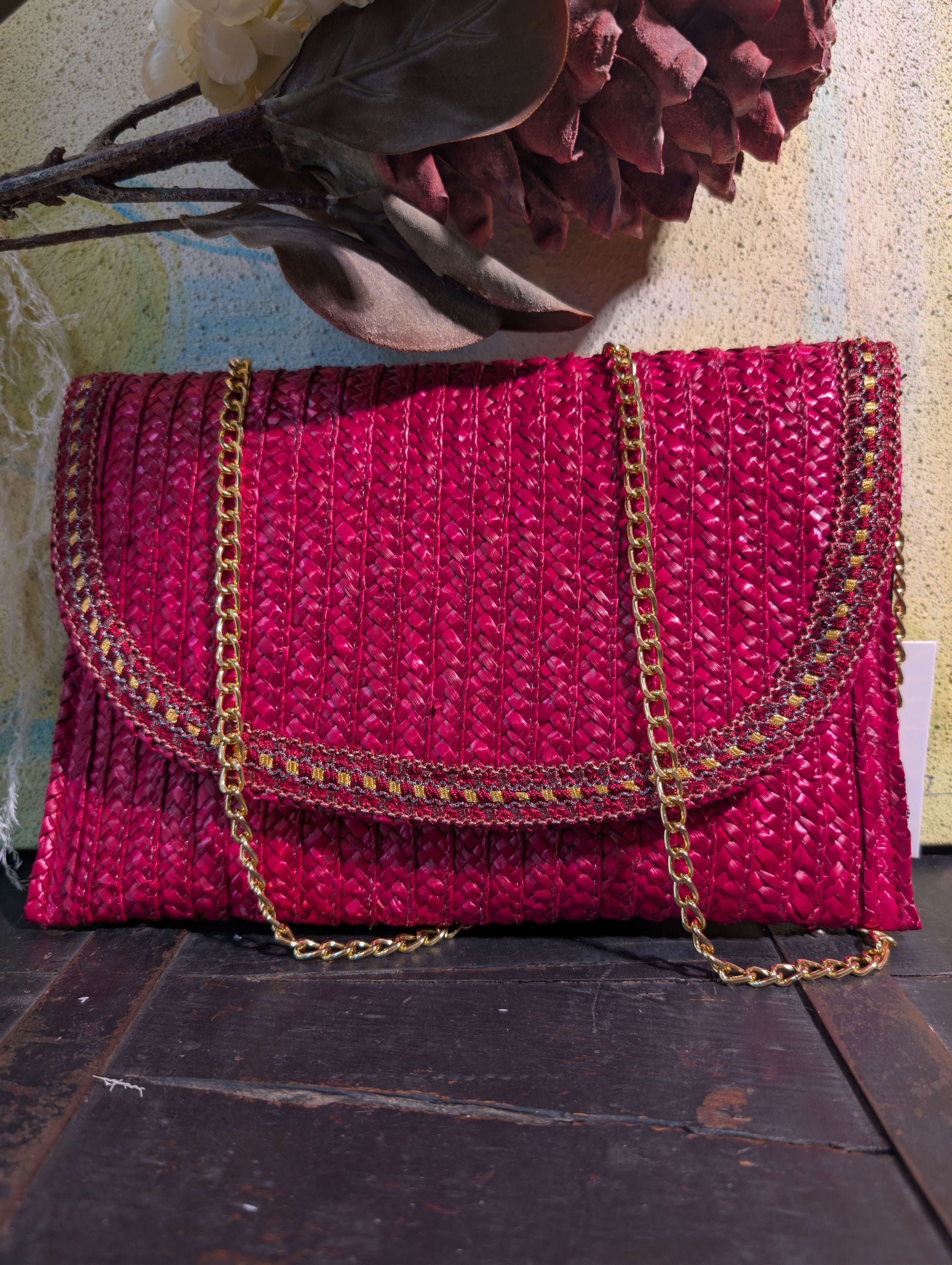POCHETTE SAMI 26 IN PAGLIA ROSSO - NALI'