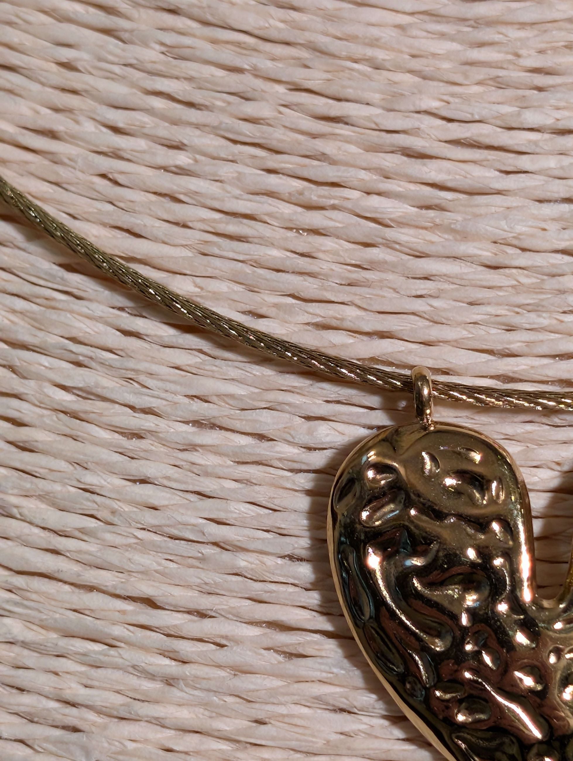 COLLANA CON PENDENTE CUORE BIG LAVORATO ORO - NALI'