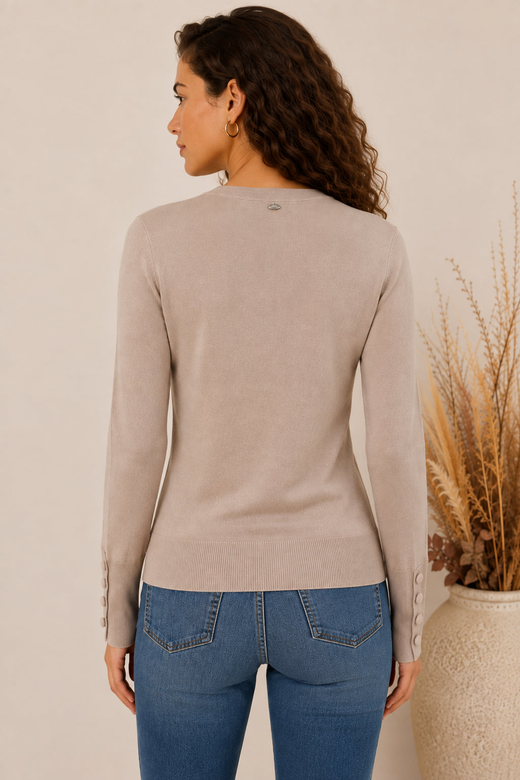 Maglia slim in viscosa con scollo a V e bottoni - MARKUP DONNA