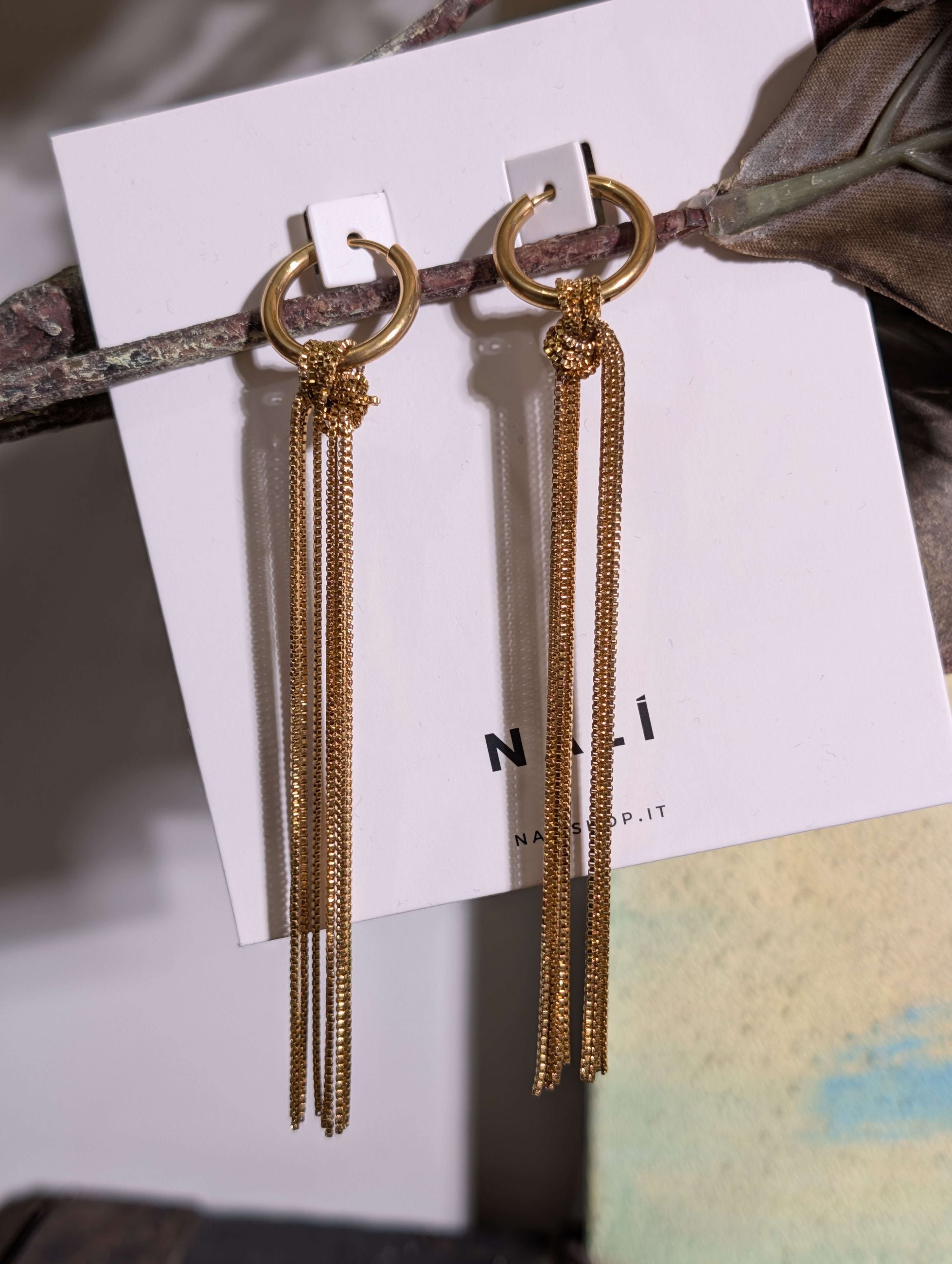 ORECCHINI PENDENTI CON FRANGE LUNGHE ORO - NALI'