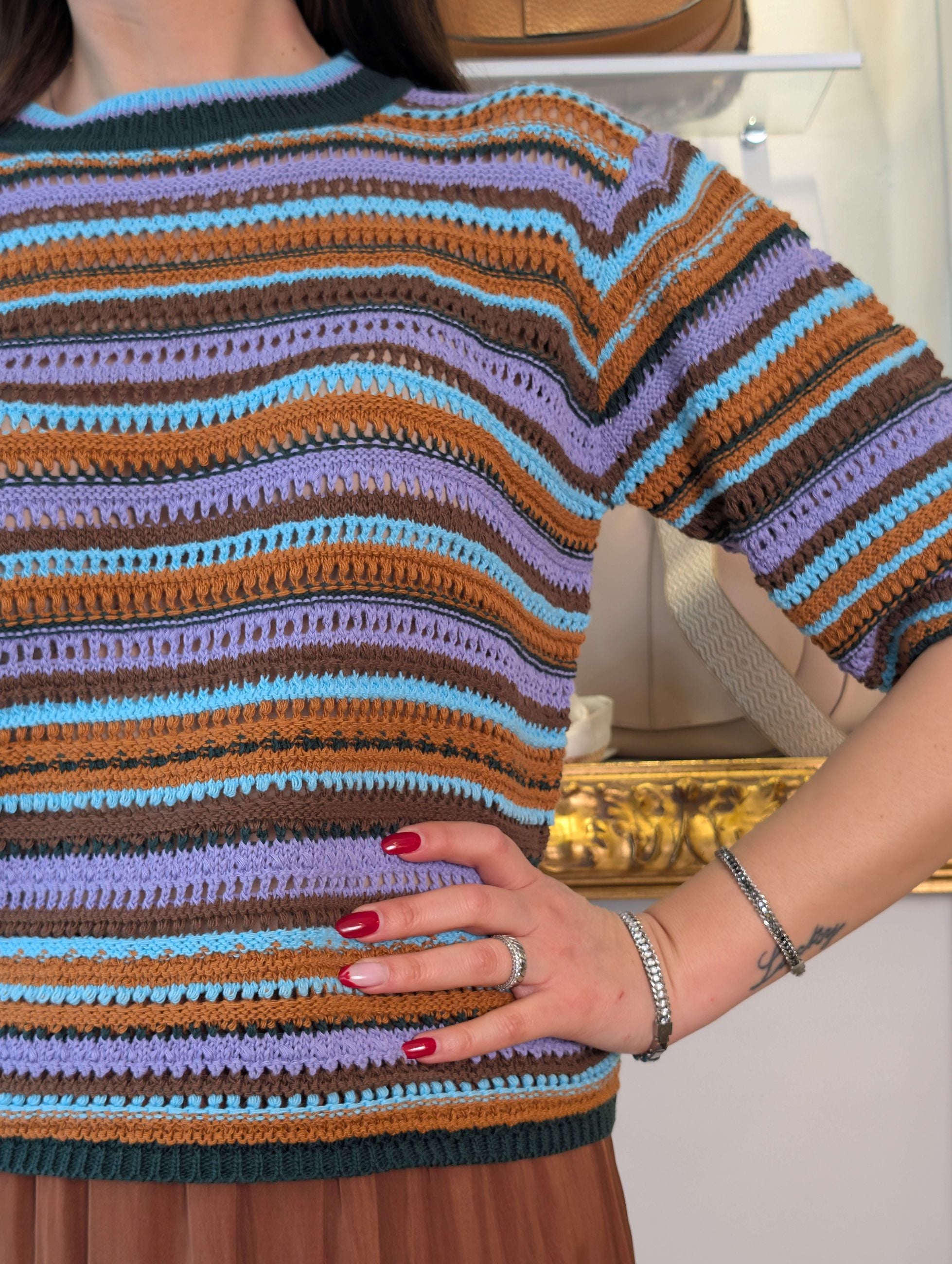 Maglia a lavorazione crochet multicolor - DIXIE