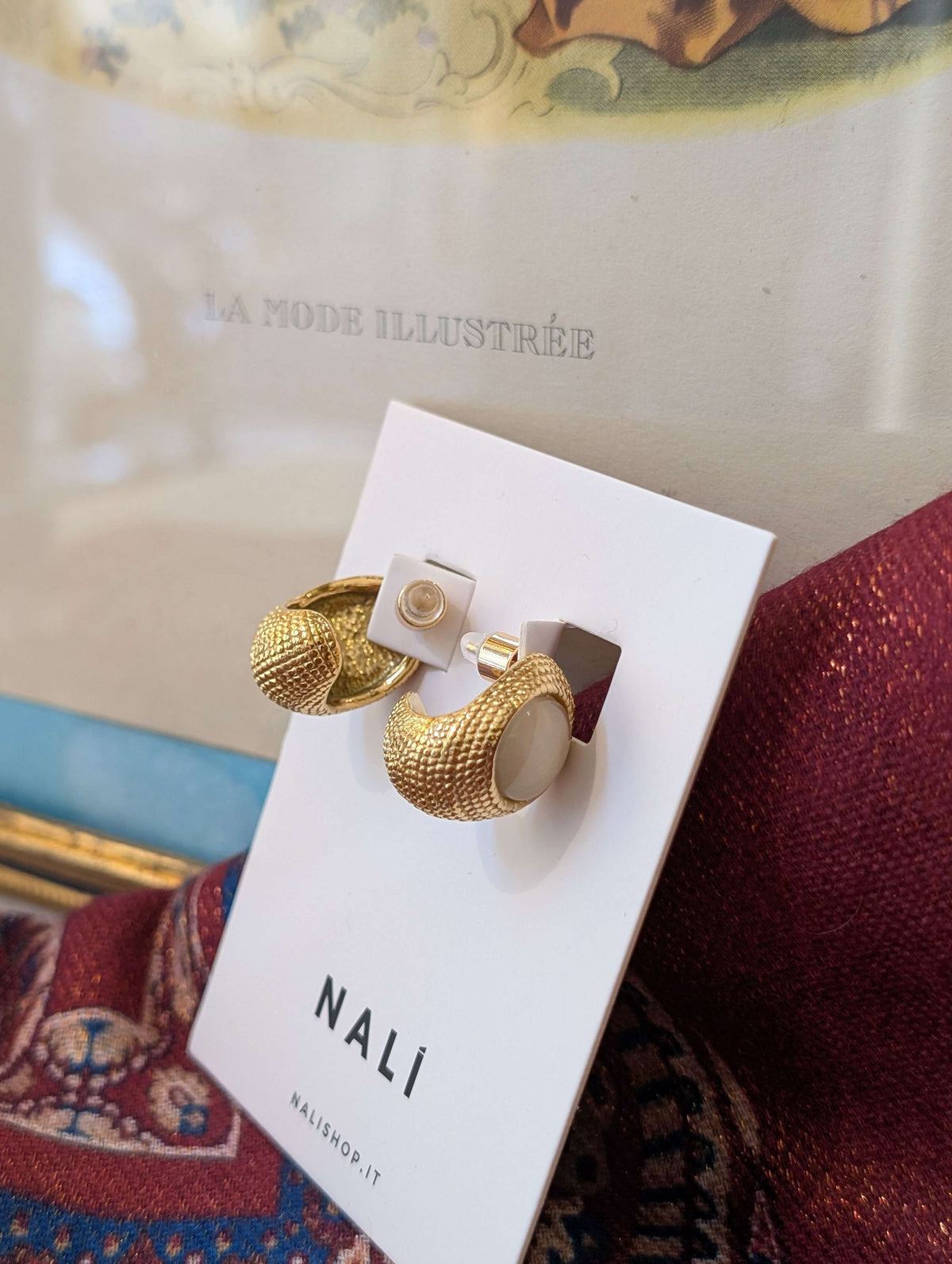 ORECCHINI VINTAGE CON PIETRA BIANCO ORO - NALI'