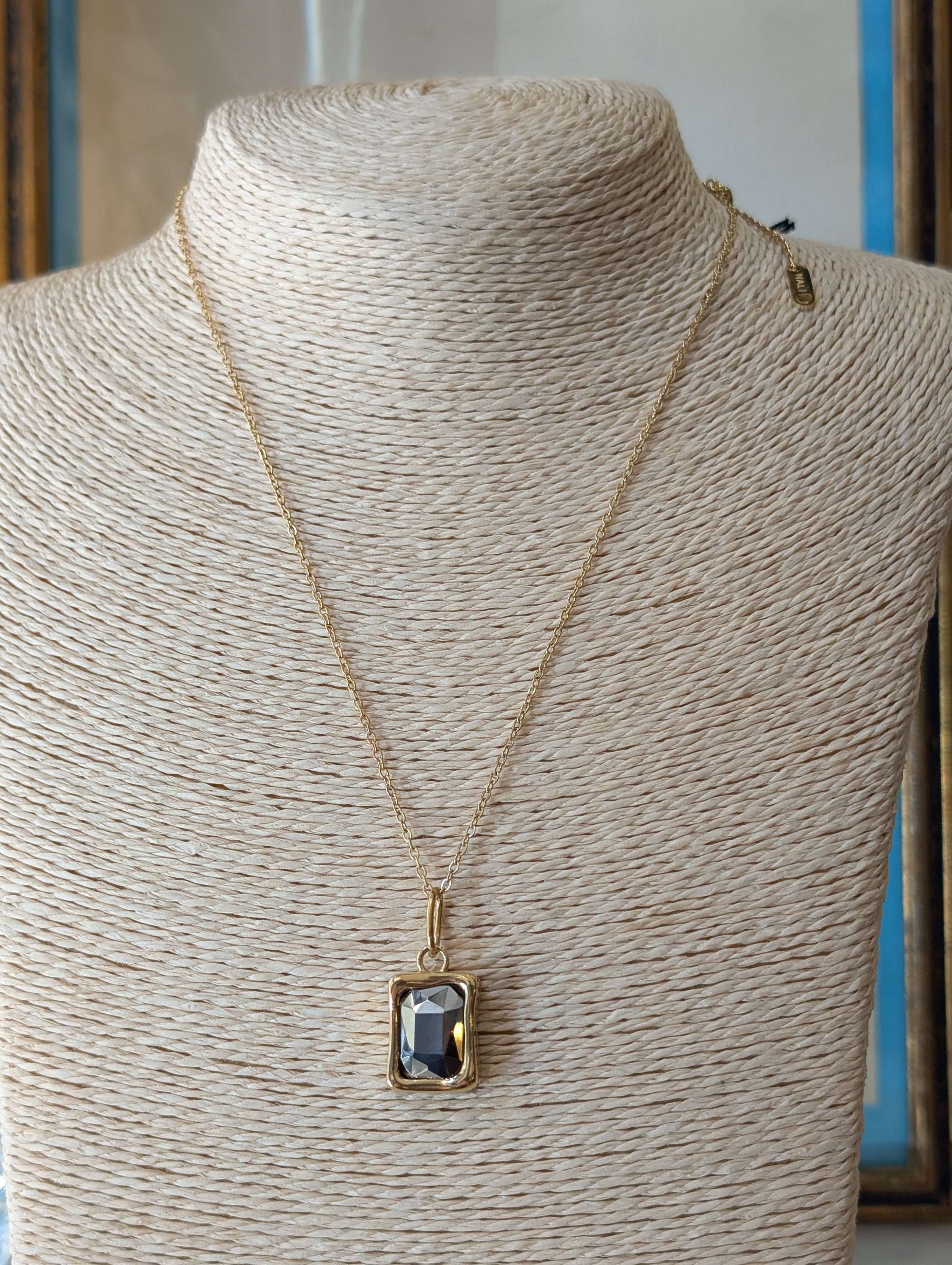 PENDENTE/COLLANA SQUARE PIETRA EMATITE/ORO - NALI'