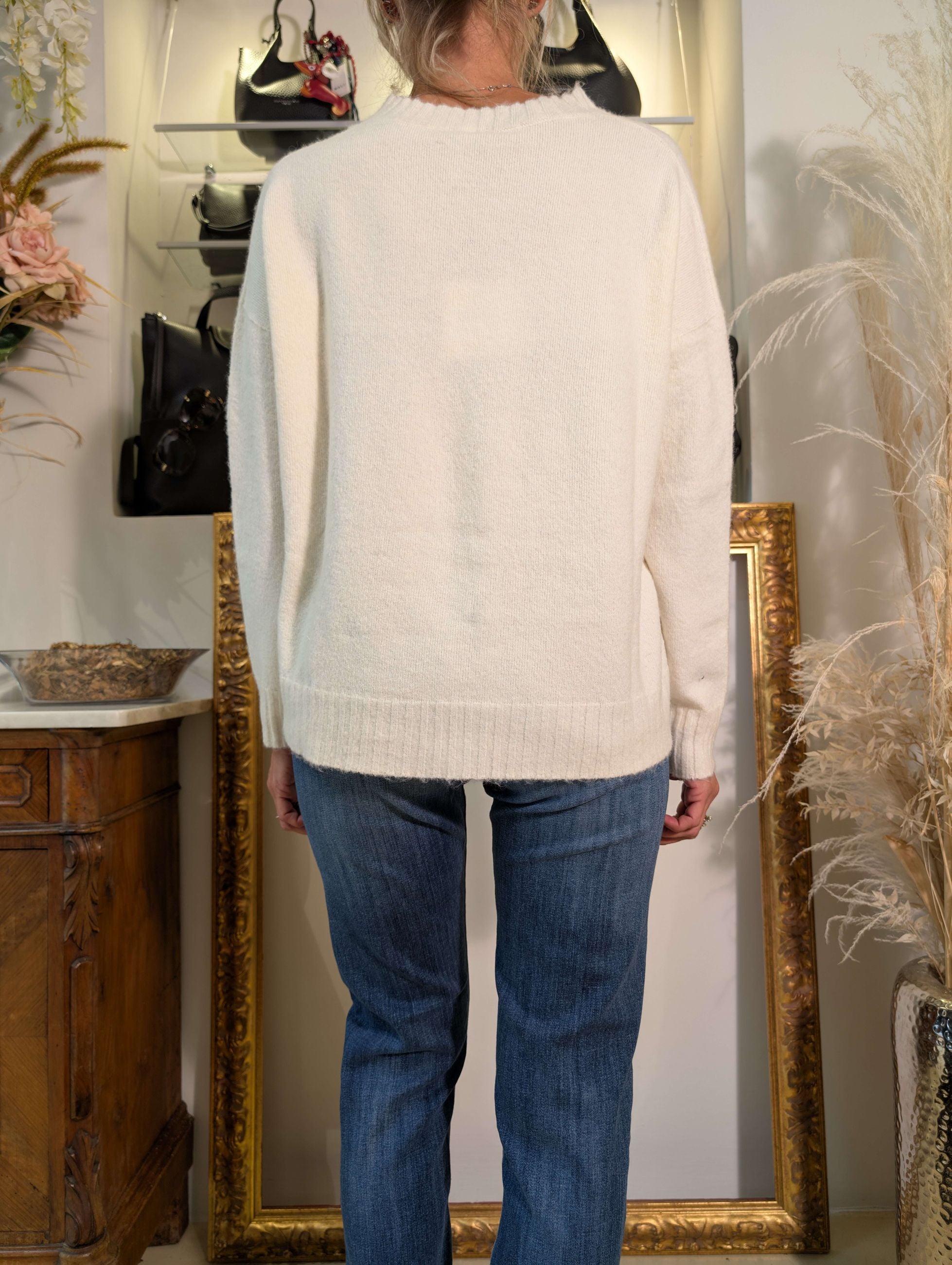 Maglia scollo a V in bouclé - SHE_FLORENCE_LAB