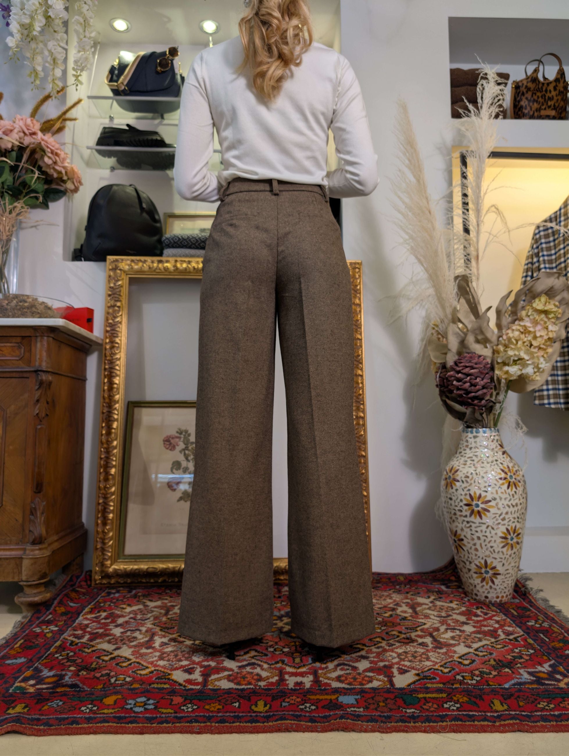 Pantalone palazzo in light tweed - TENSIONE IN