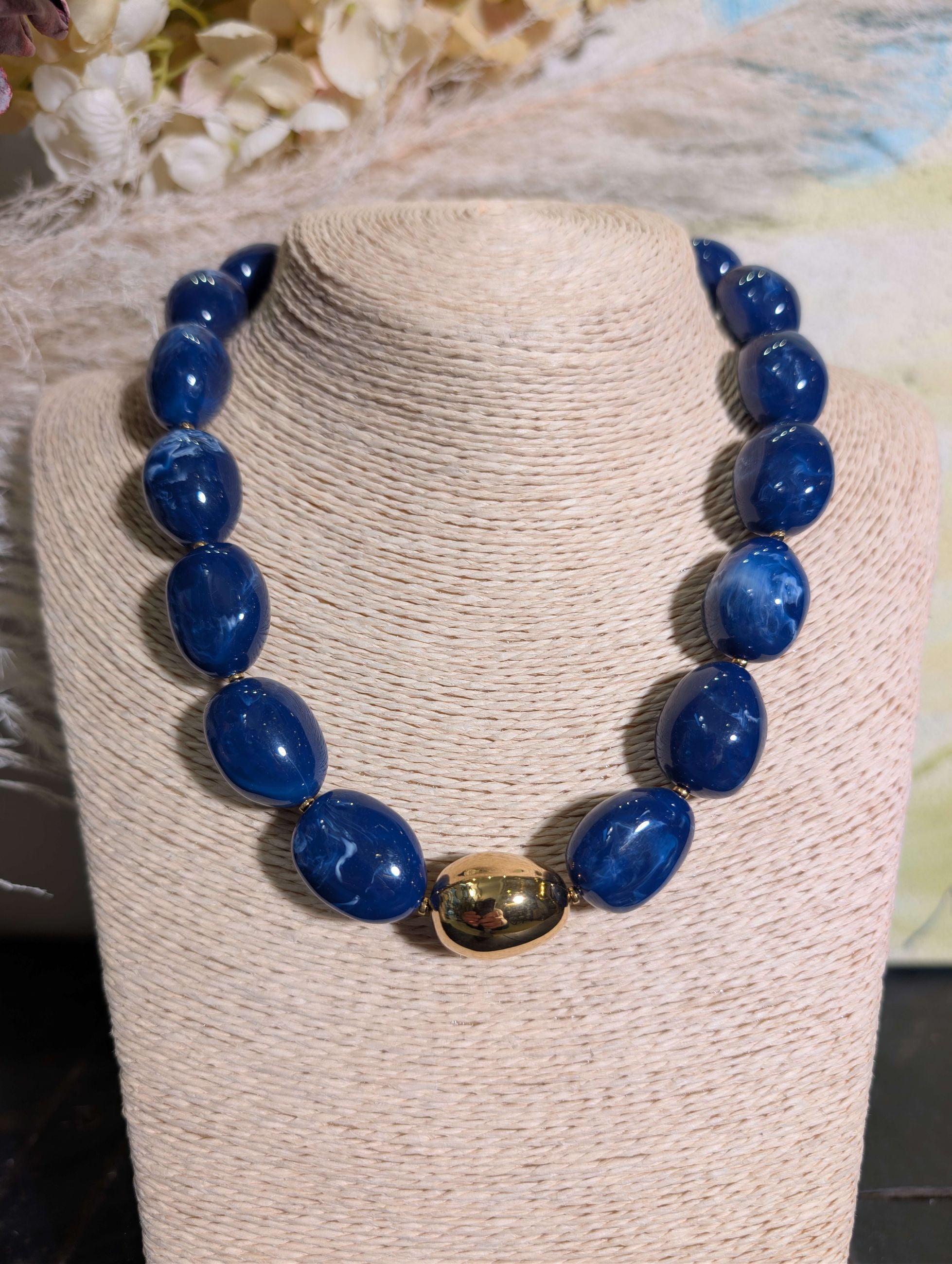 COLLANA CHIARA GIROCOLLO RESINA ORO/BLU - NALI'