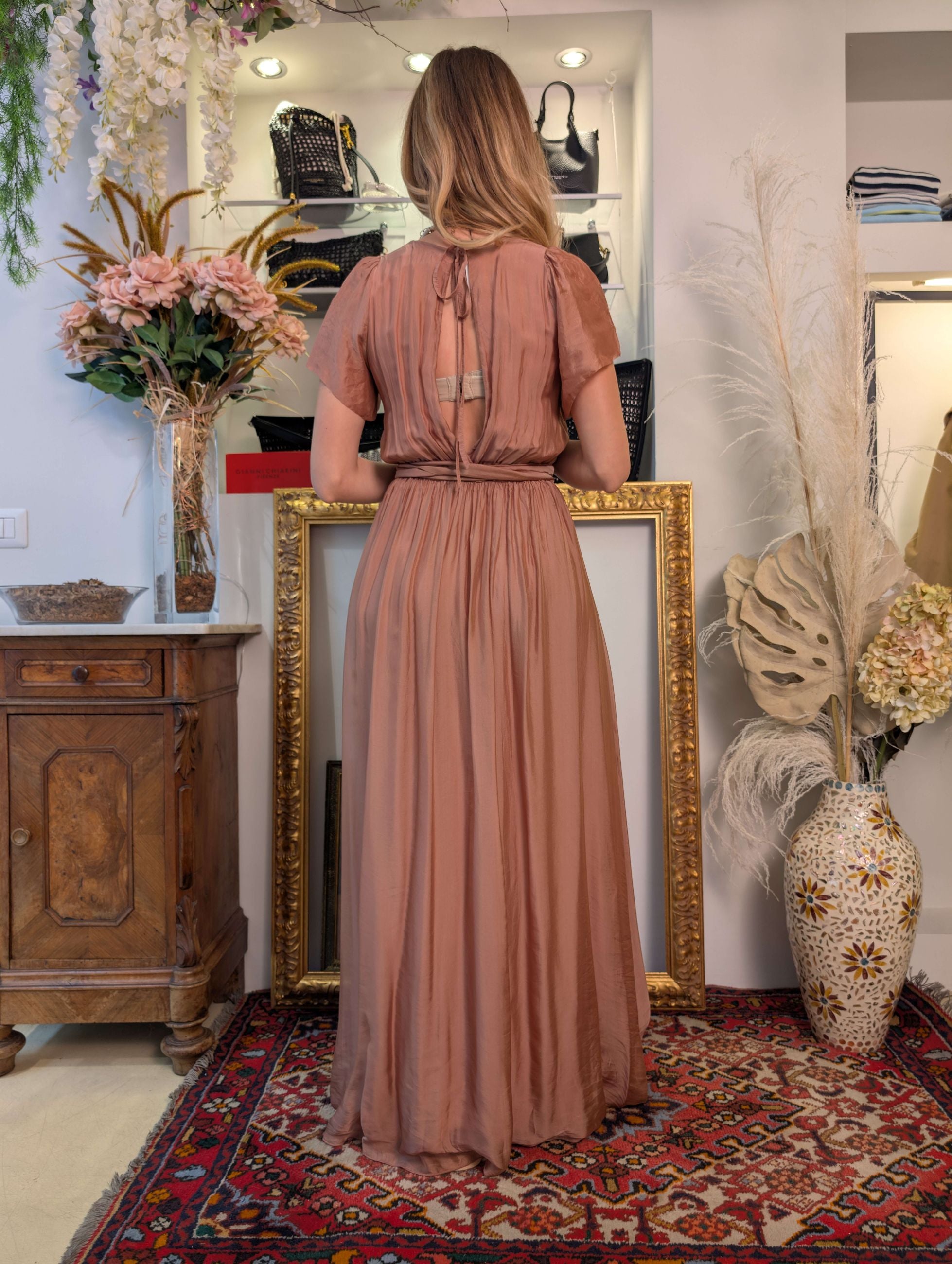 Long dress maniche ad aletta in seta - HAVE ONE