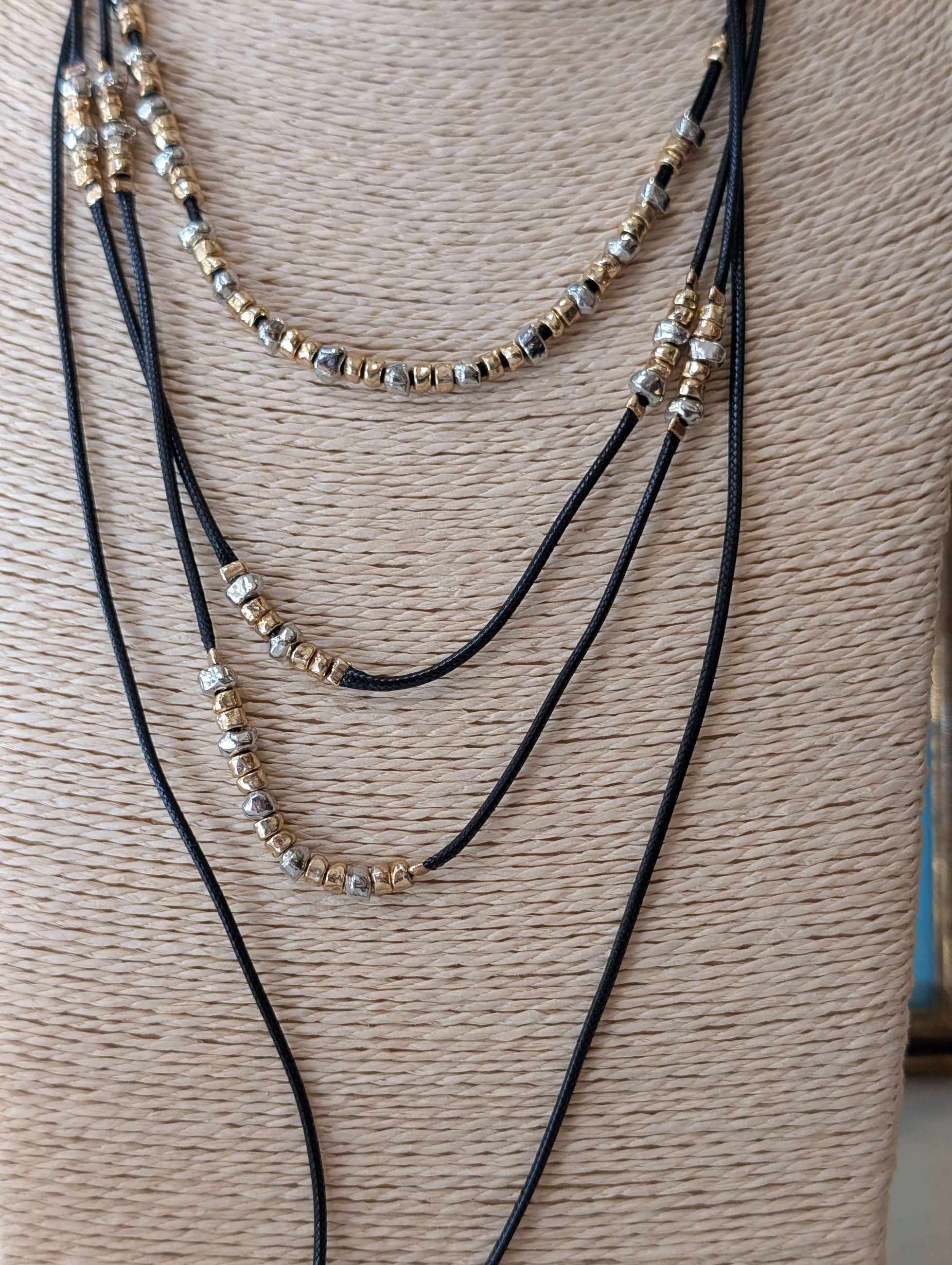 COLLANA CON CORDINO ED ELEMENTI ORO\ARGENTO - NALI'