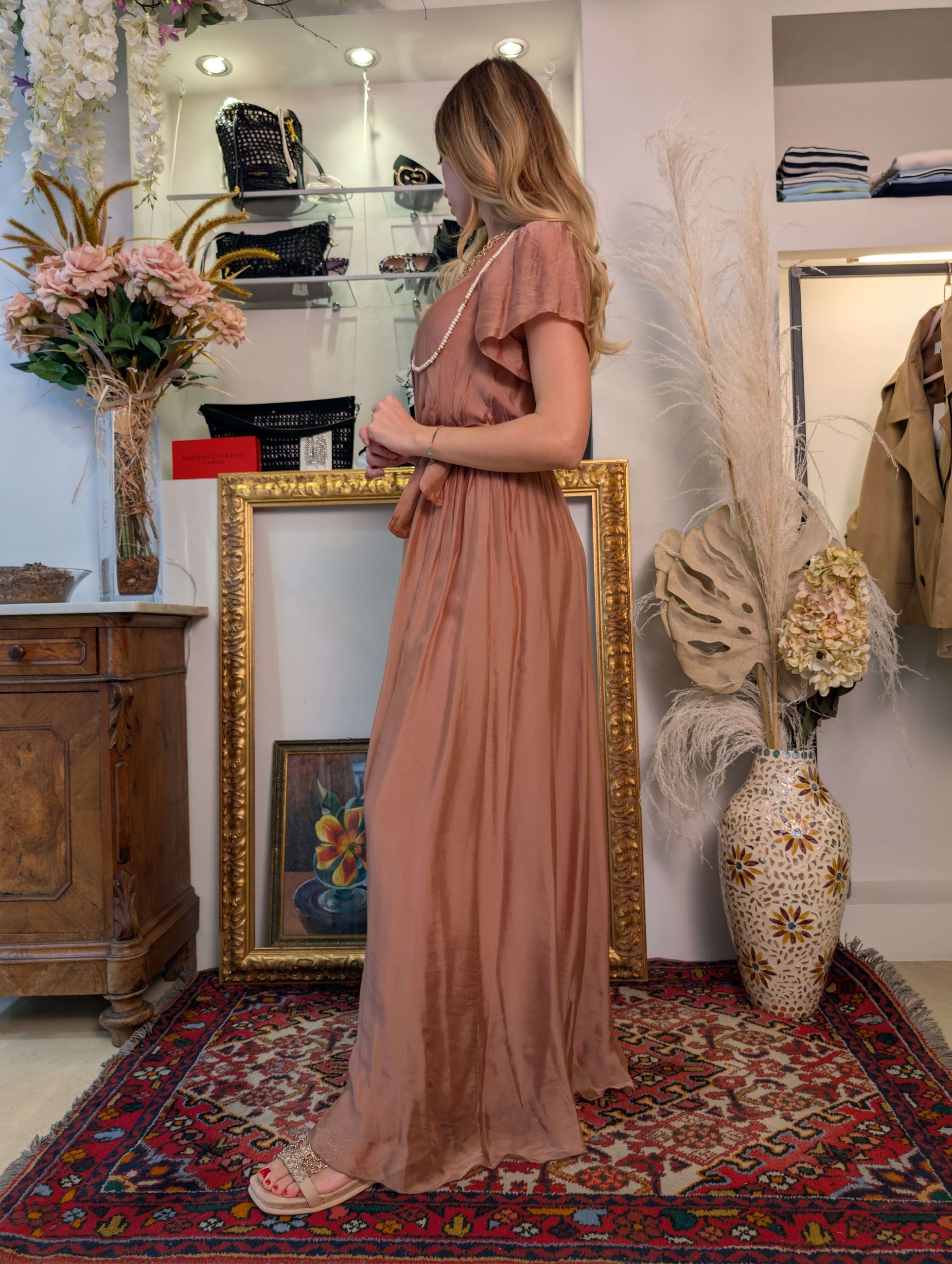 Long dress maniche ad aletta in seta - HAVE ONE