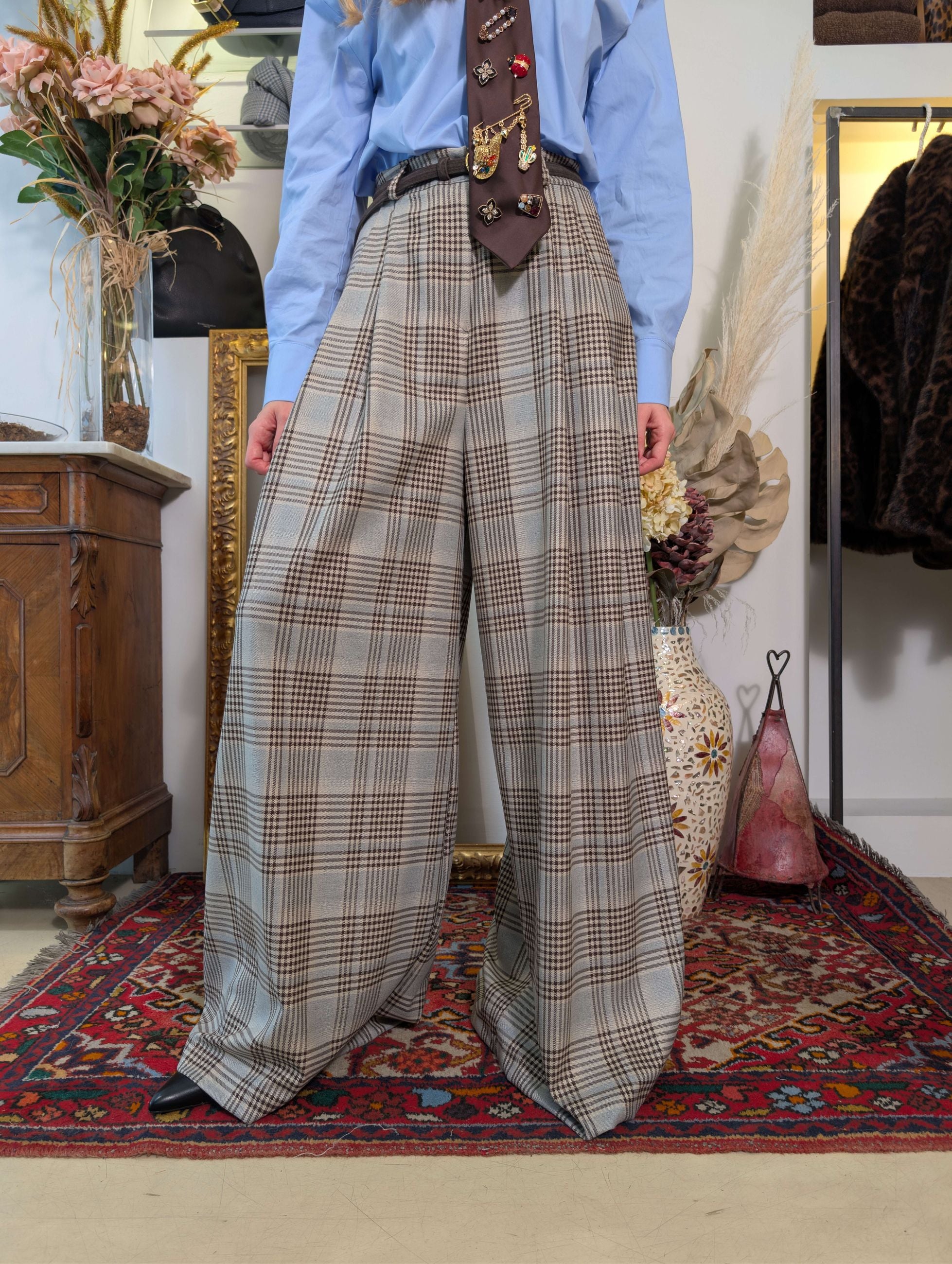 Pantalone palazzo check - TENSIONE IN