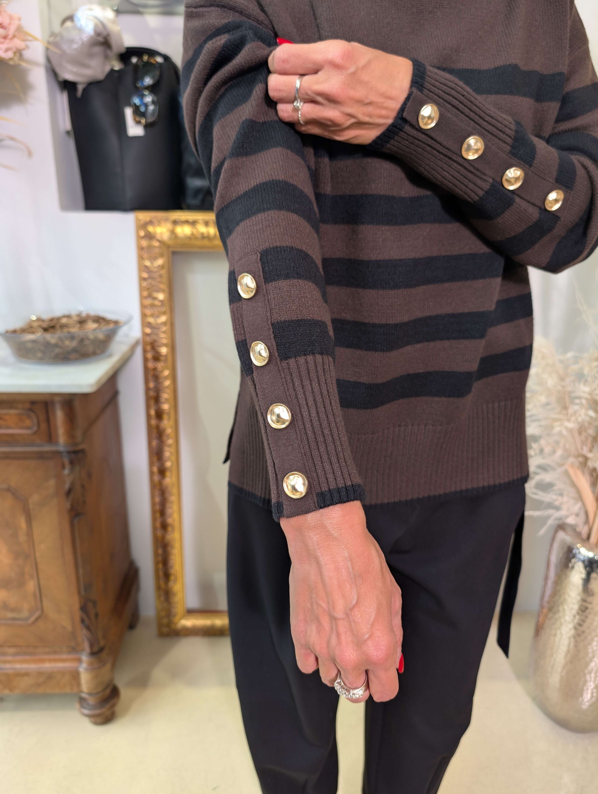 Maglia rigata con bottoni gioiello - SHE_FLORENCE_LAB