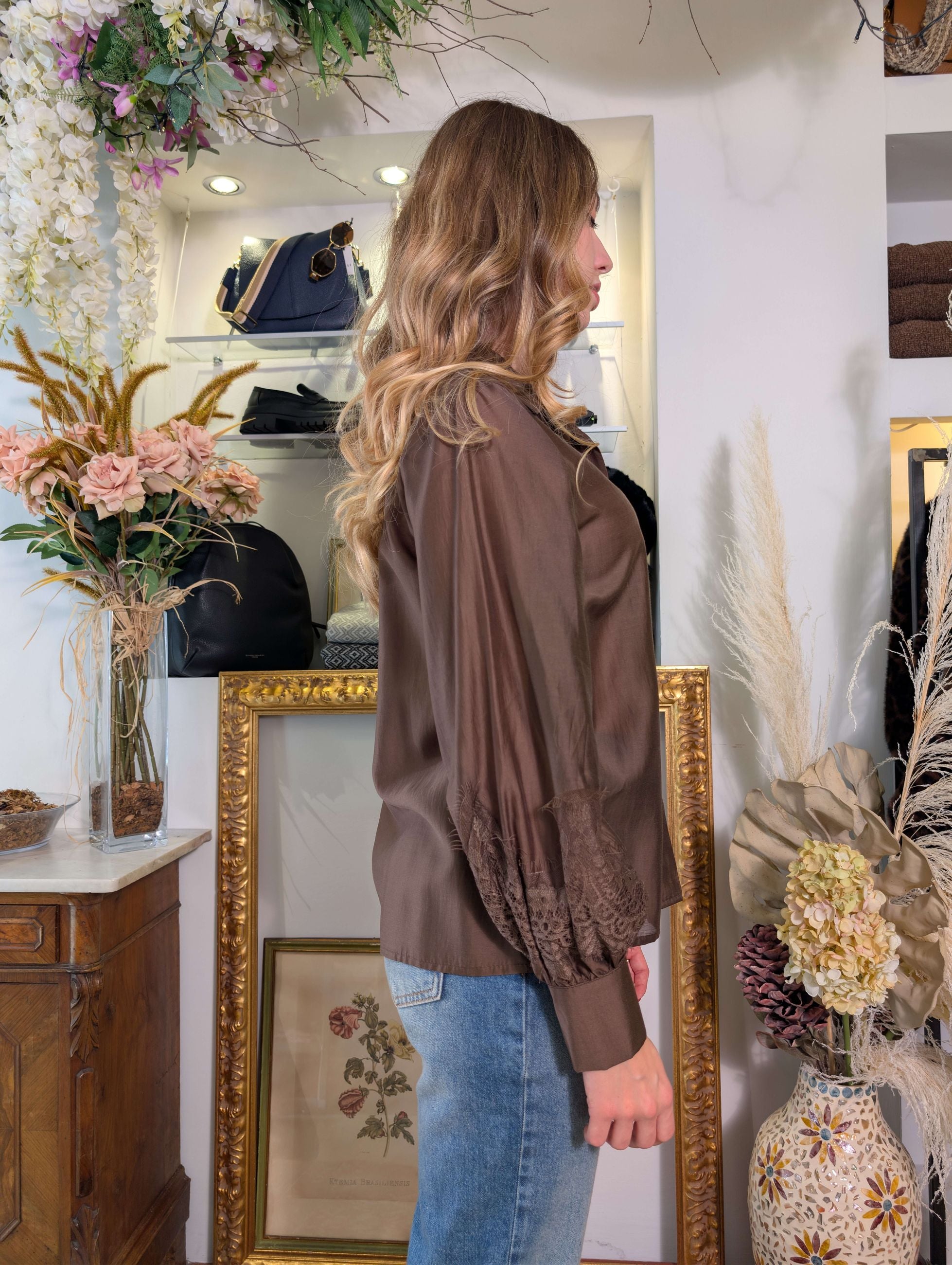 Camicia in Tencel con inserto in pizzo - SHE_FLORENCE_LAB