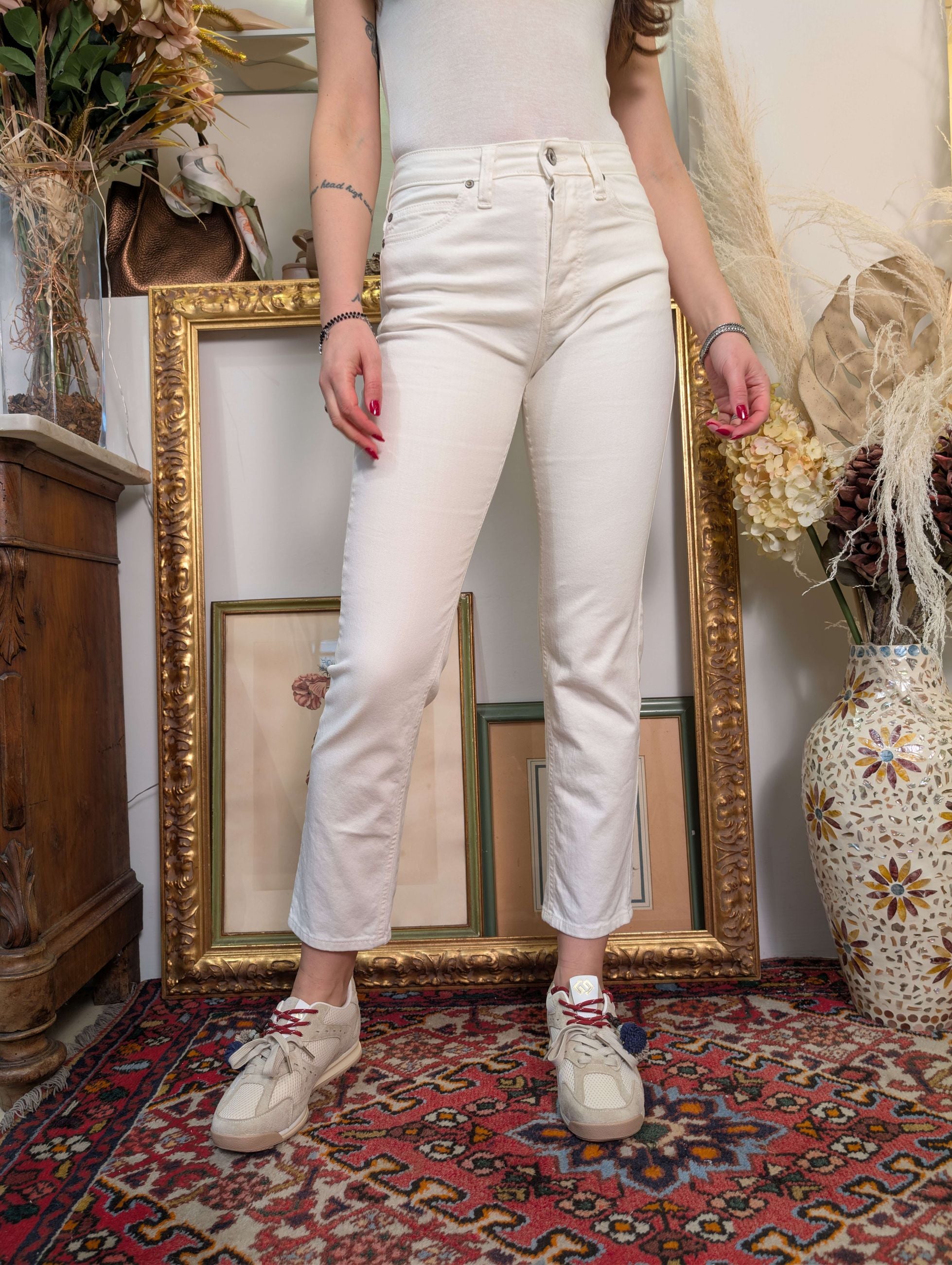 Panta straight fit in bull denim stretch tinto in capo - PLEASE