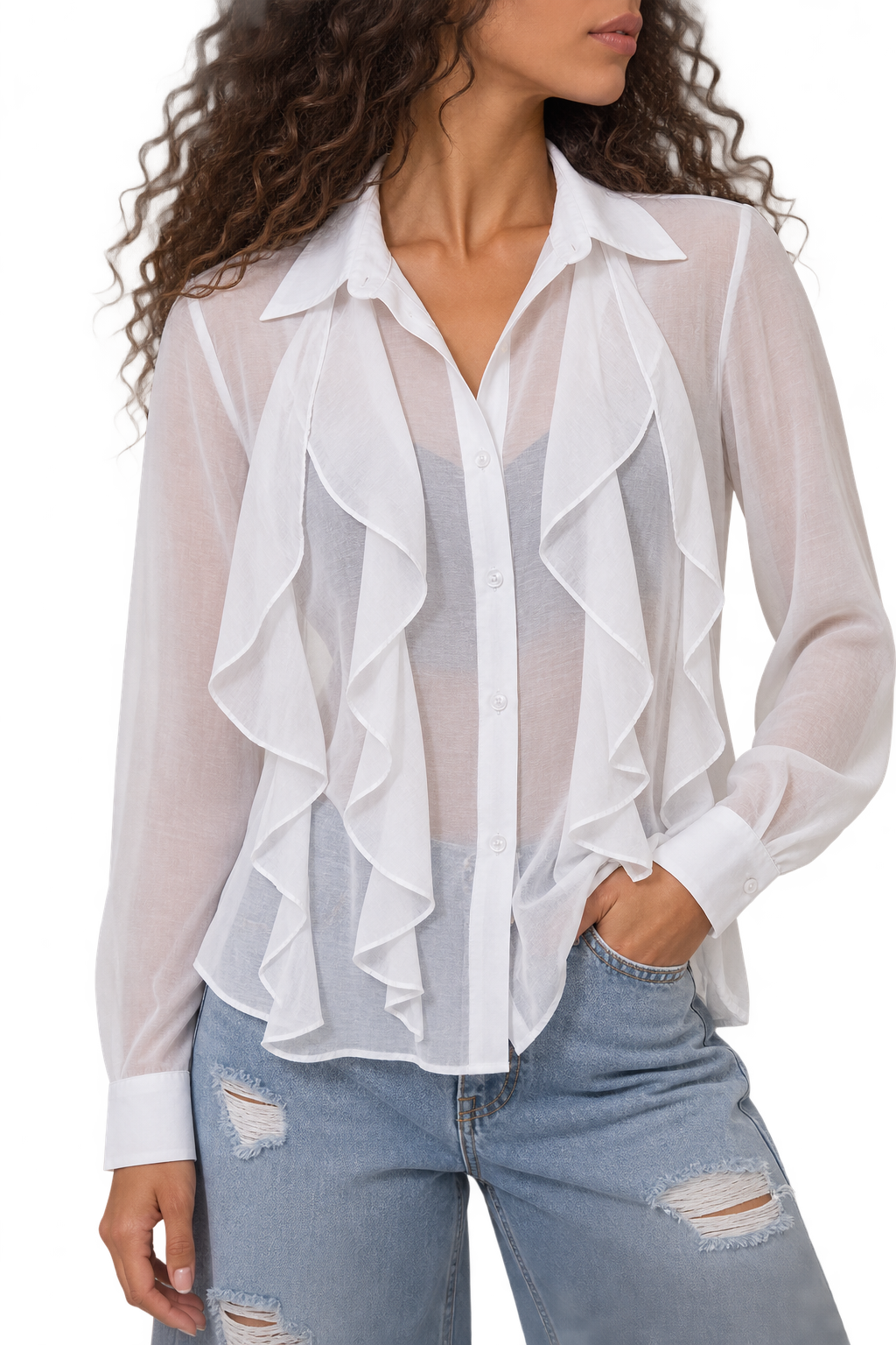 Camicia semitrasparente con maxi rouches - SHE_FLORENCE_LAB