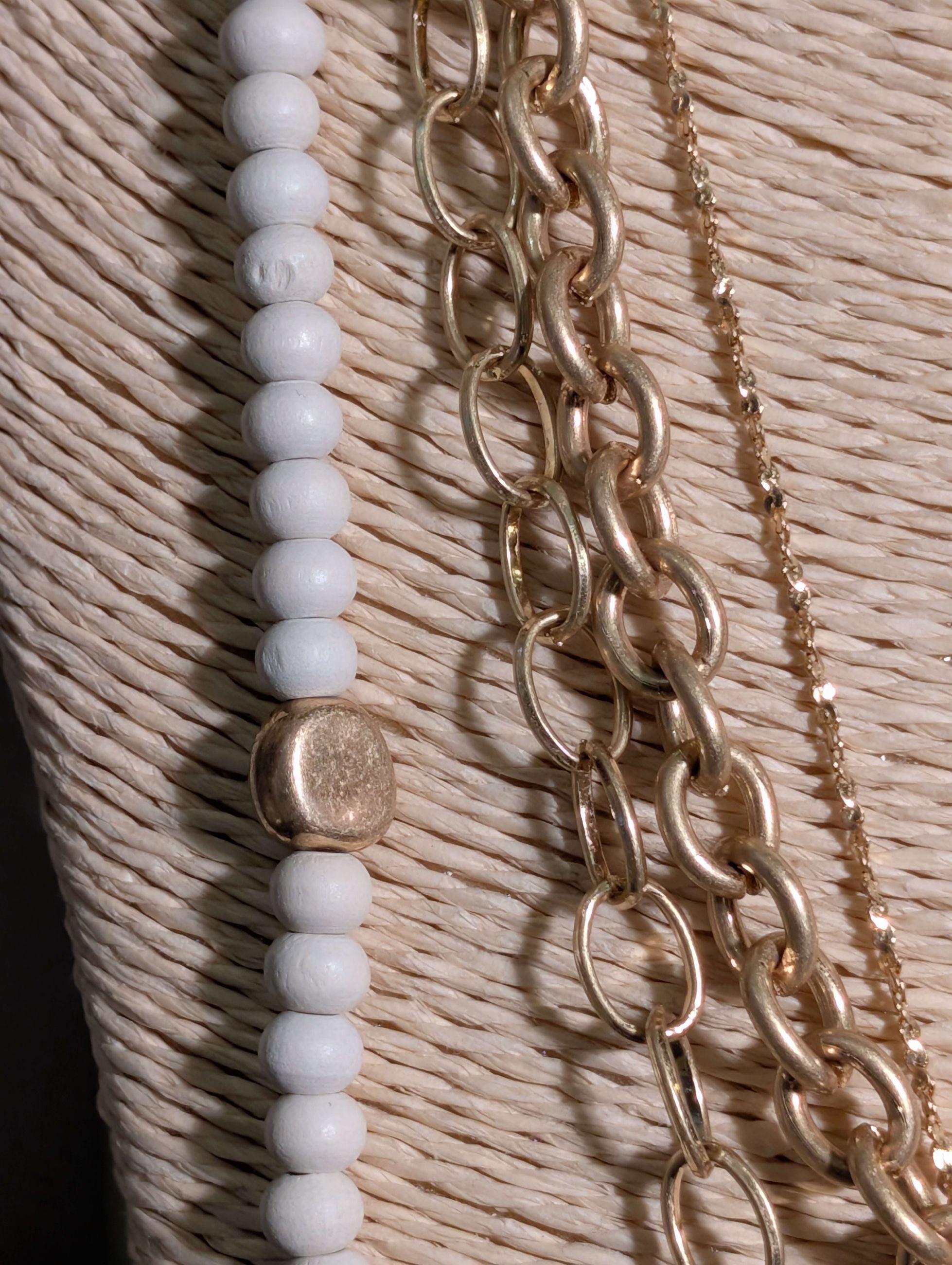 COLLANA LUNGA MULTIFILO SFERE IN LEGNO ORO - NALI'