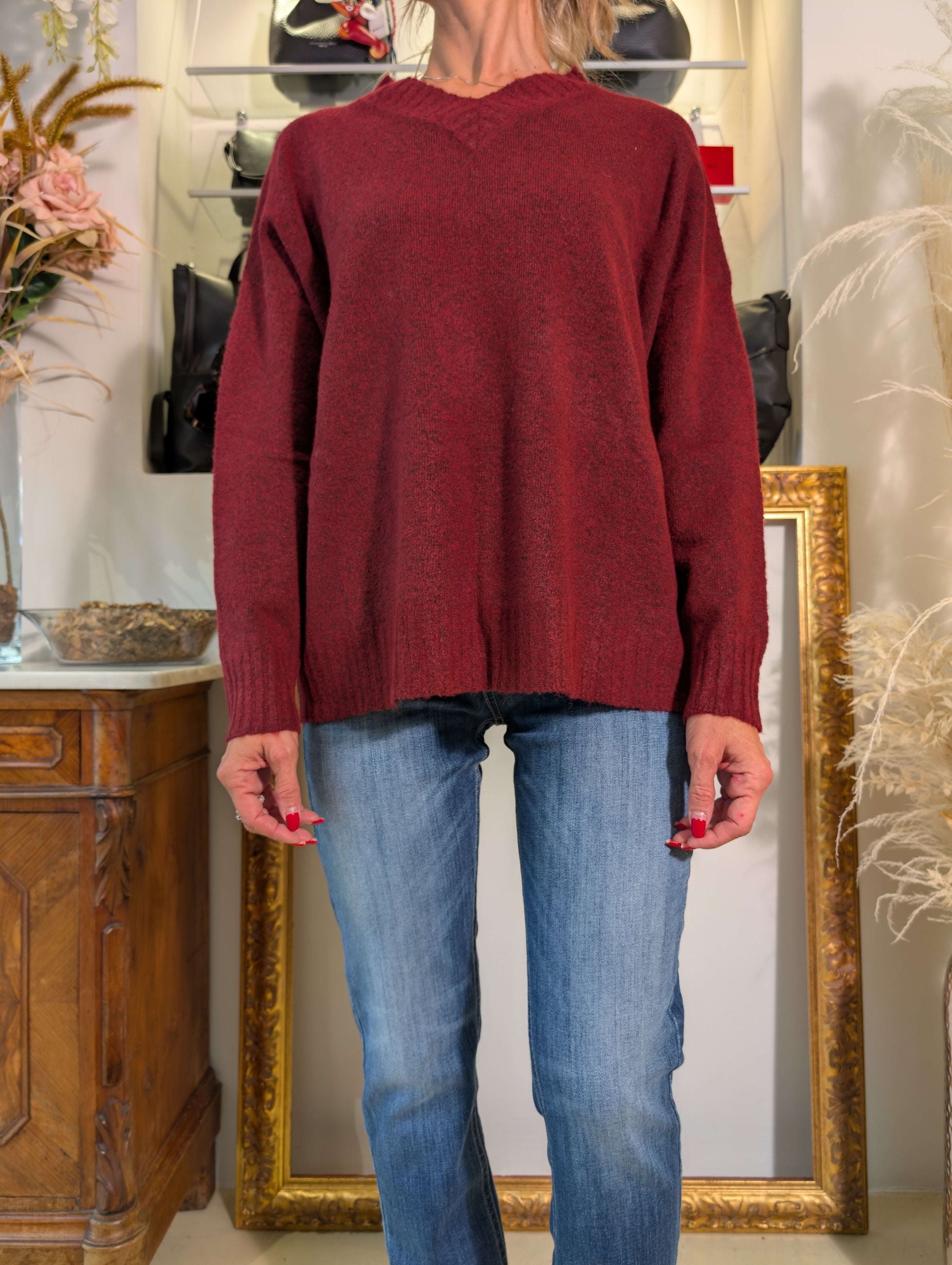 Maglia scollo a V in bouclé - SHE_FLORENCE_LAB