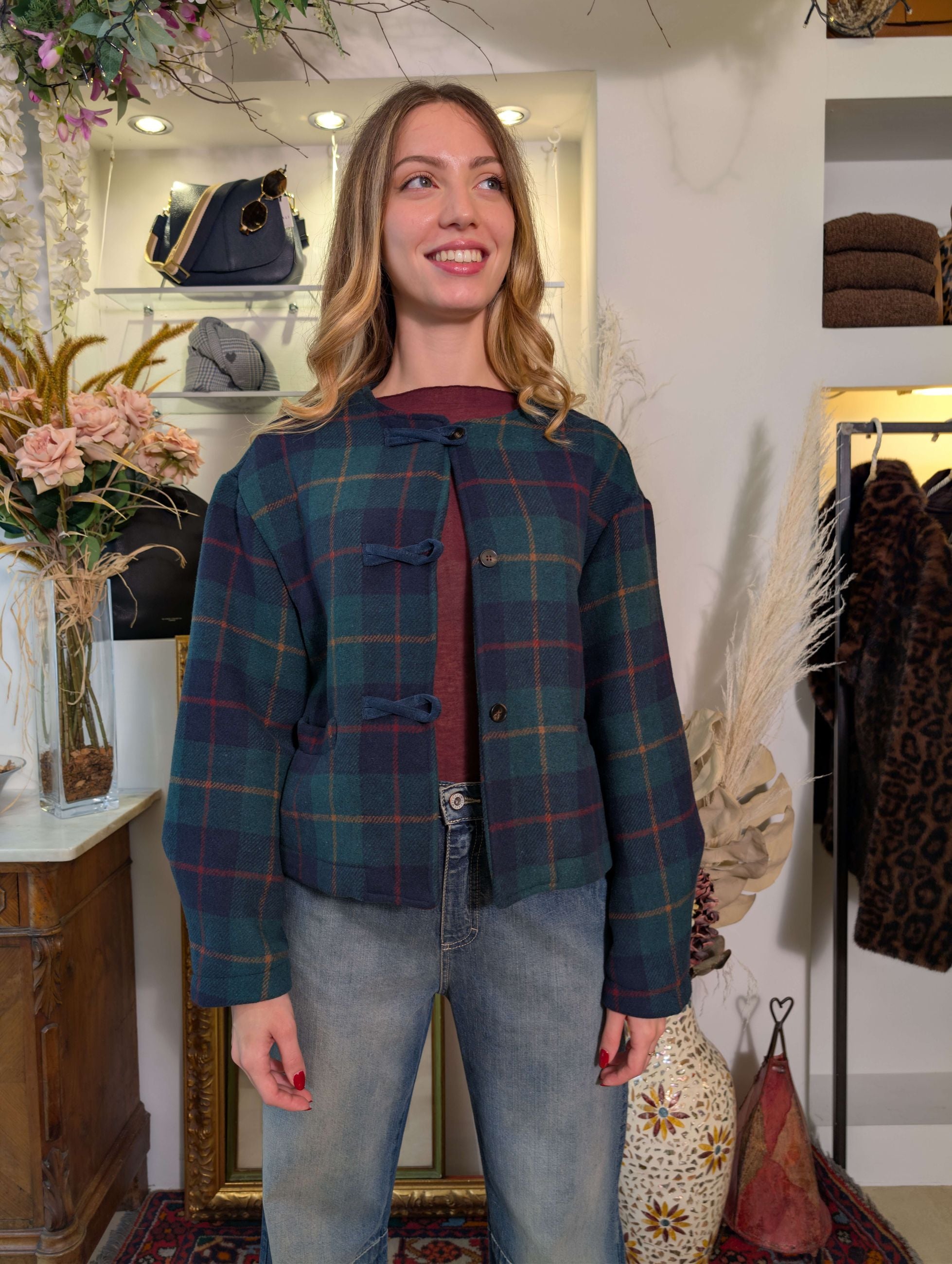 Giacca “Green Tales” in check plaid - SHE_FLORENCE_LAB