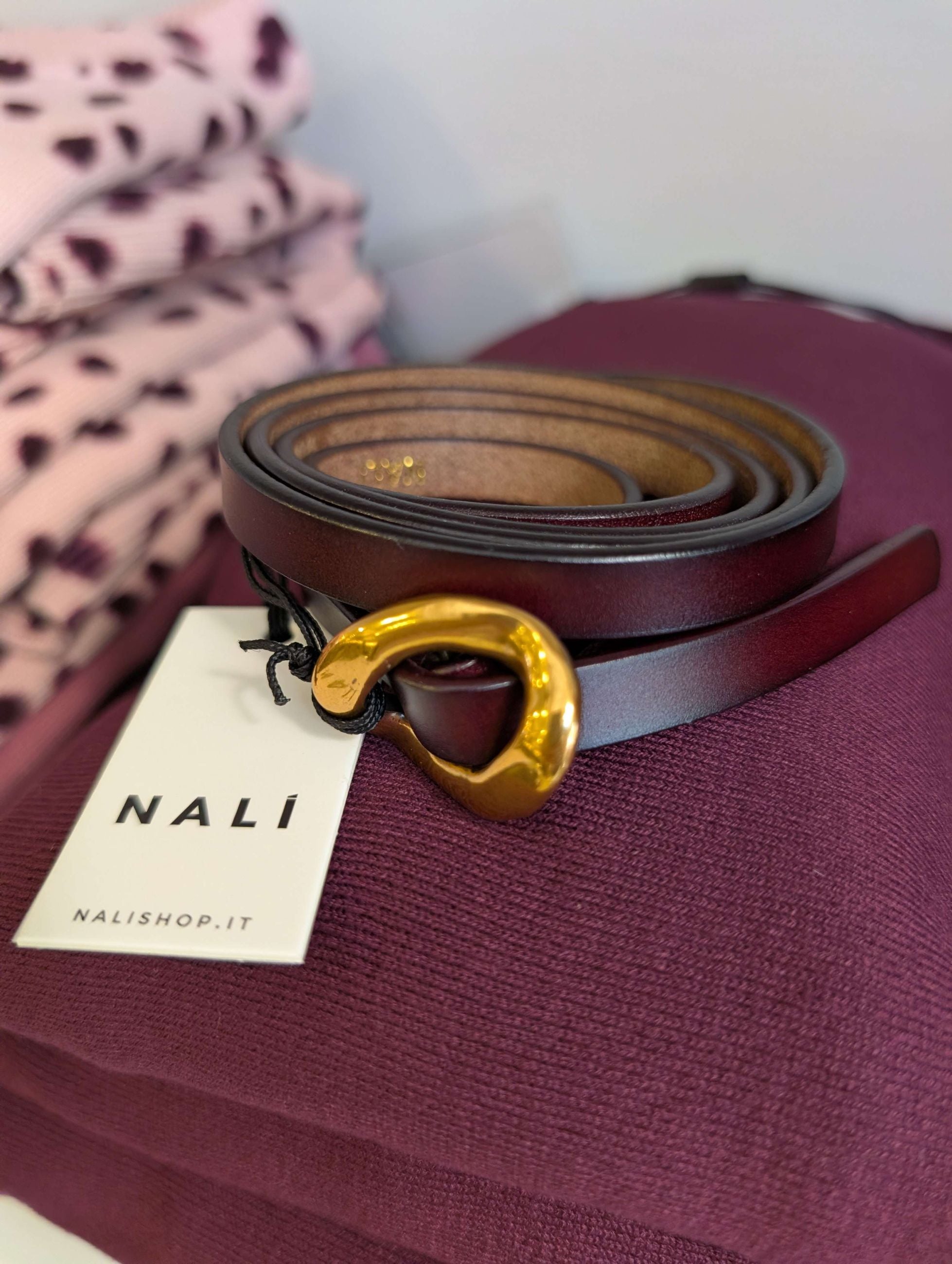 CINTURA BEA SOTTILE VERA PELLE MARRONE - NALI'