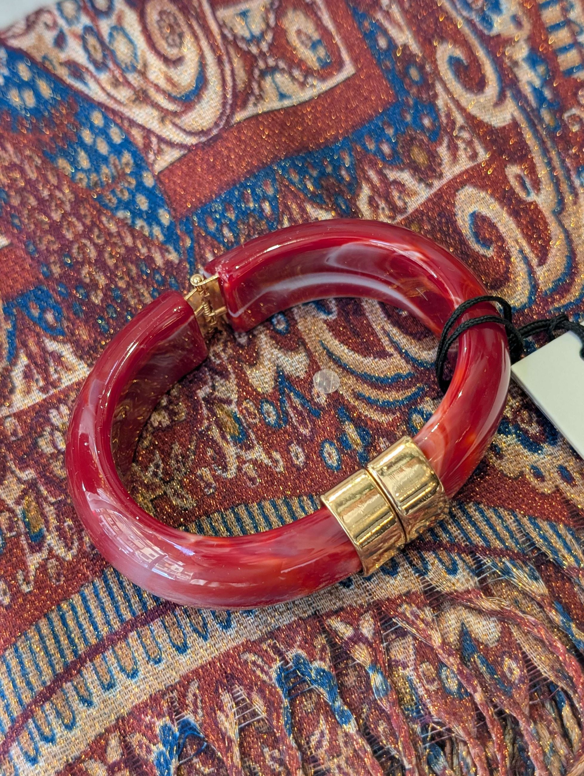 BRACCIALE MICHI DETTAGLIO ORO RESINA BORGOGNA - NALI'
