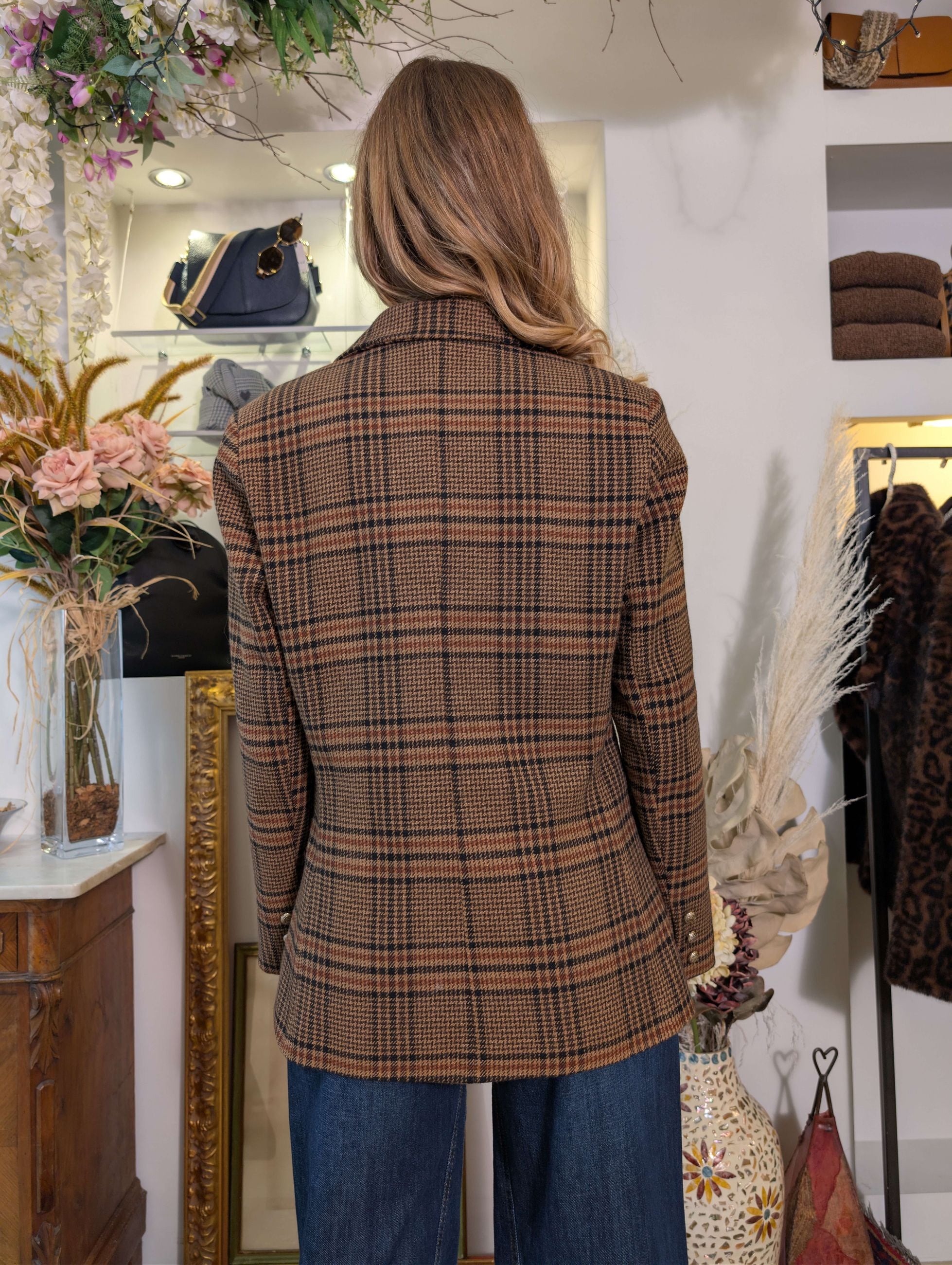 Giacca doppiopetto pied de poule multicolor - TENSIONE IN