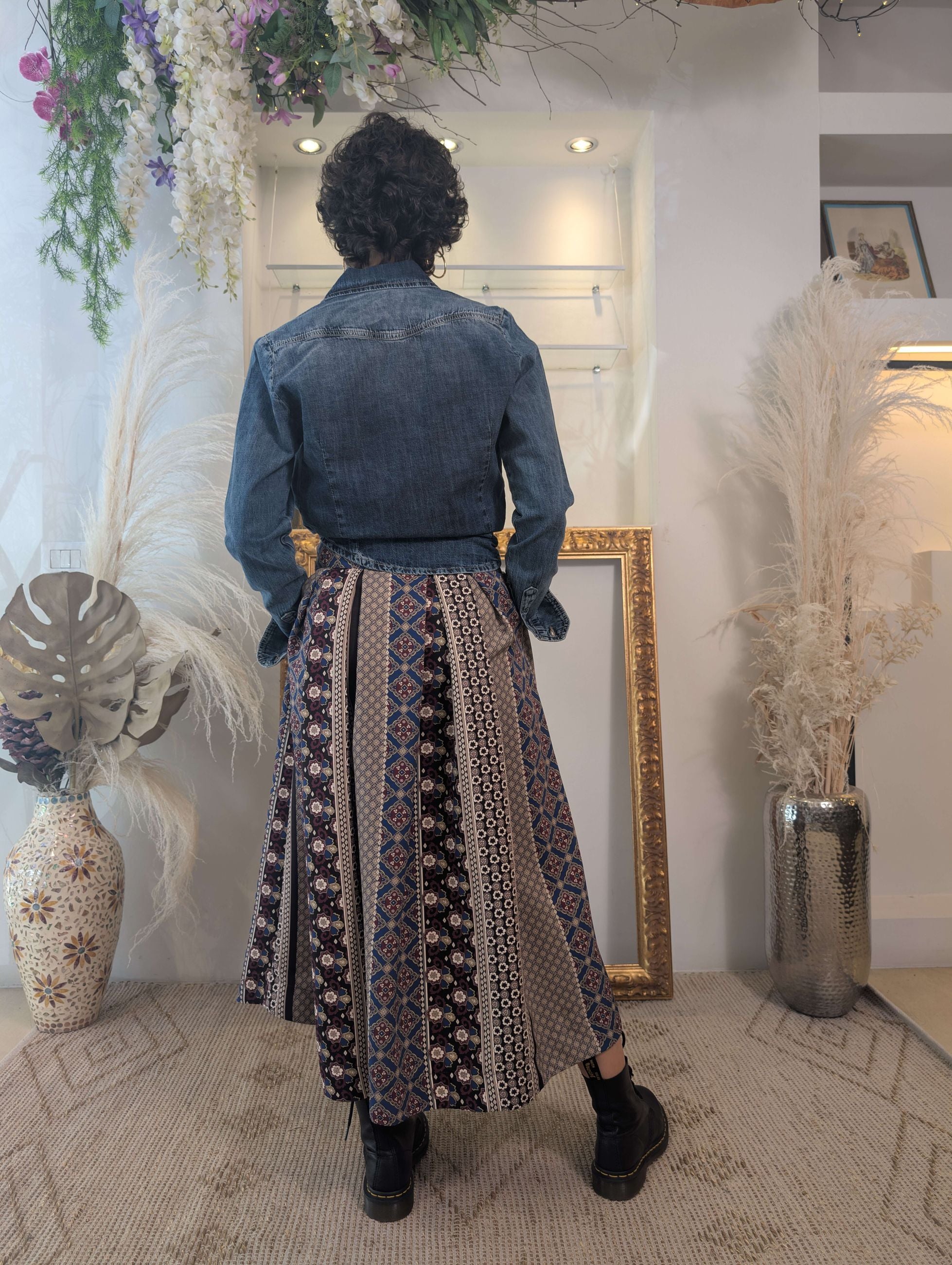 Gonna couture midi in ottoman jacquard - DIXIE