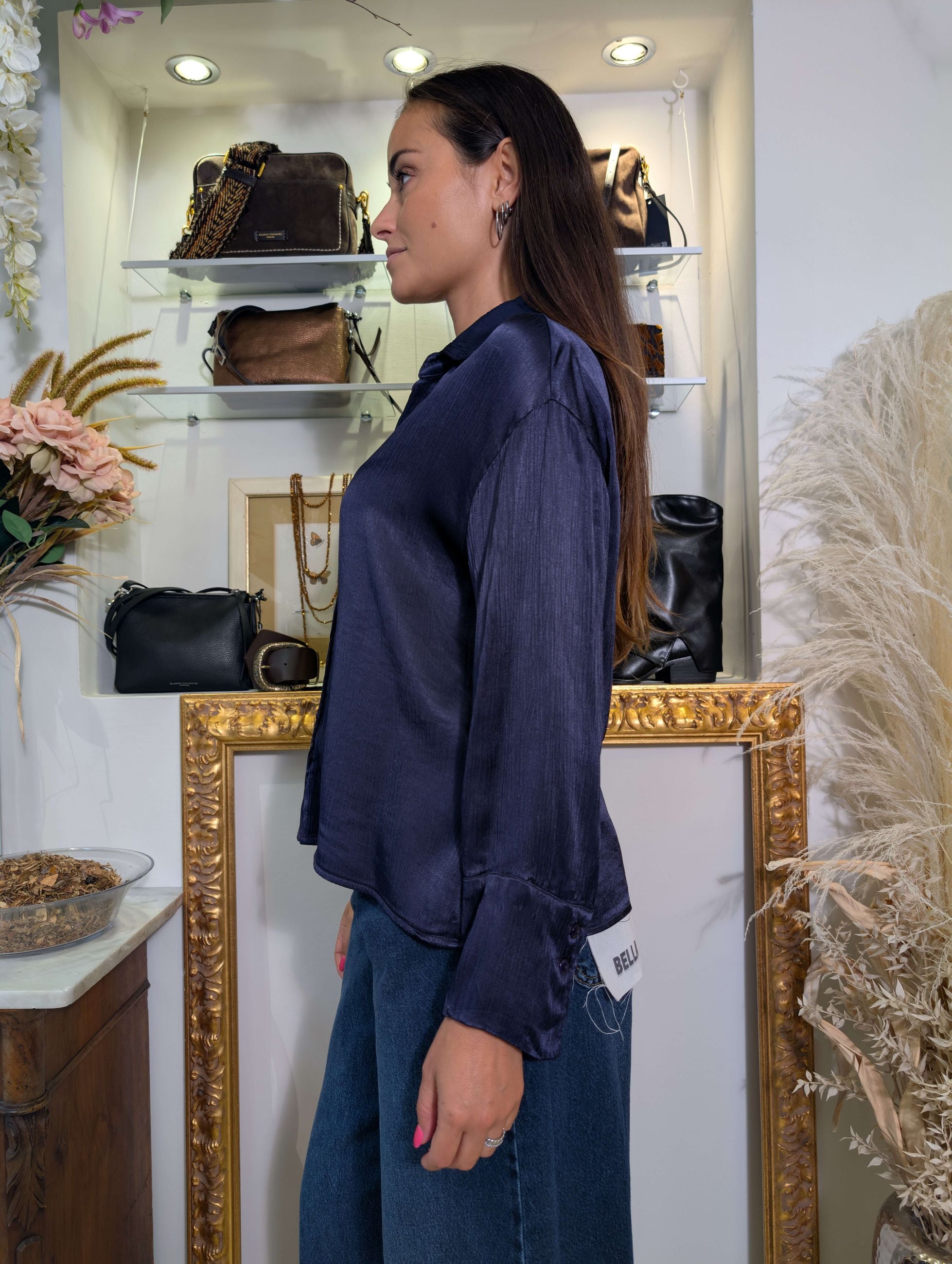 Camicia in viscosa crinkle con collo aperto - HAVE ONE