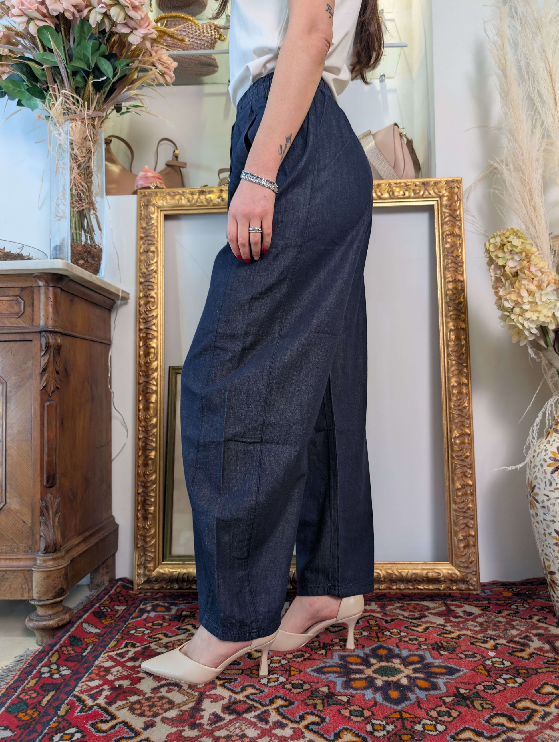 Panta jogging palazzo in denim leggero - GL for Her
